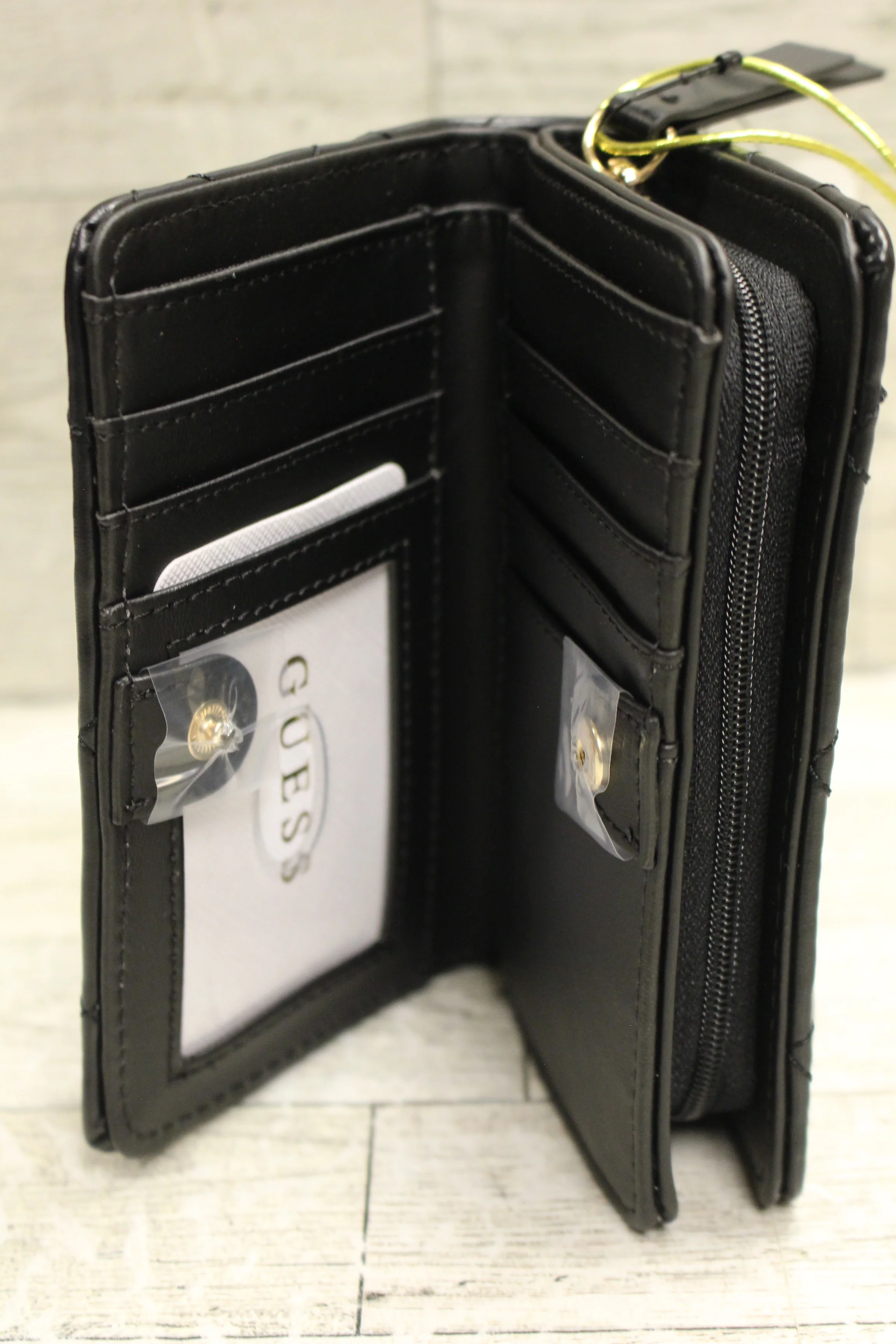 GUESS Tinsley Quilted French Wallet - Black - New - Image 2