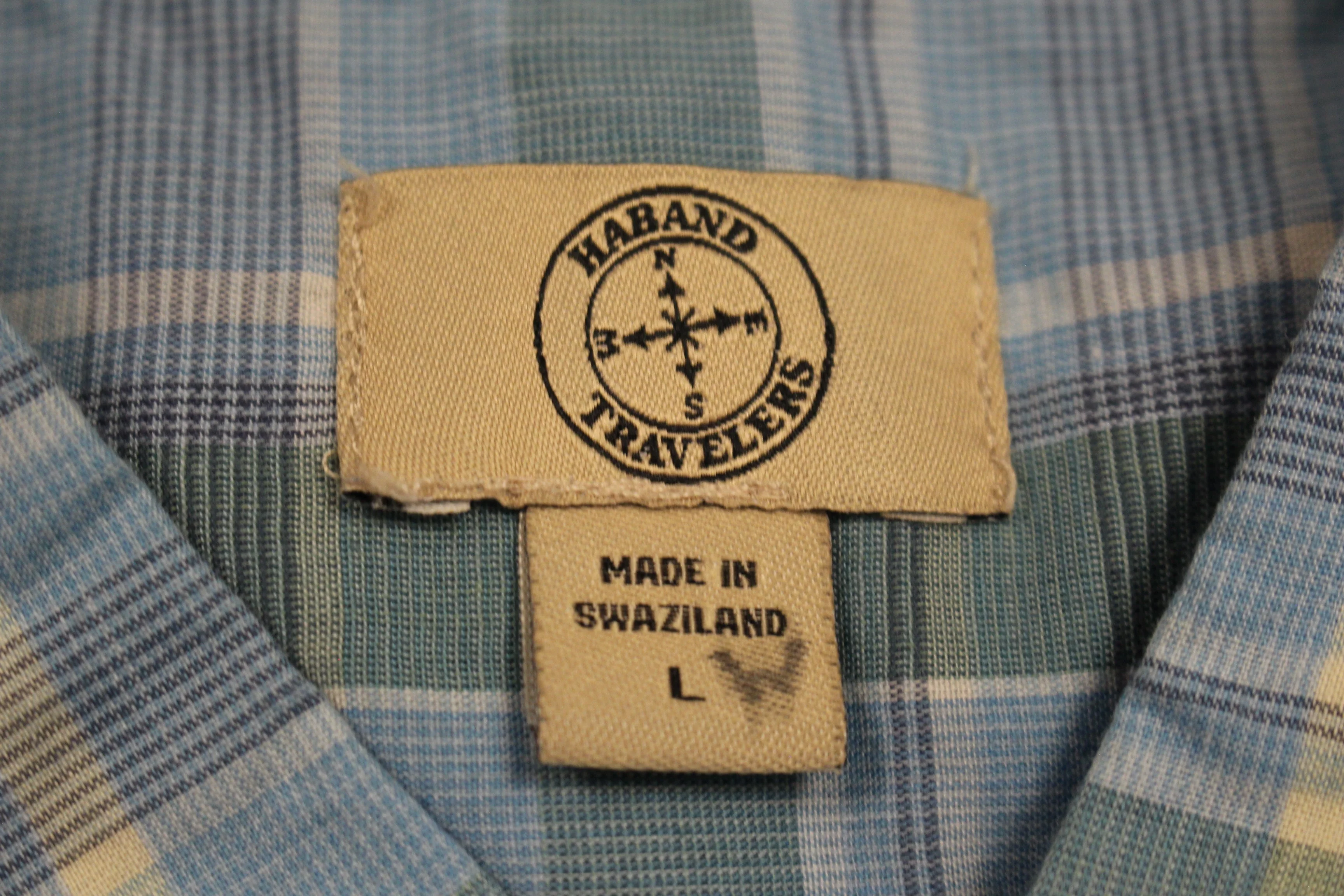 Haband Travelers Short Sleeve Button Up Shirt - Large - Blue Plaid - Used - Image 3