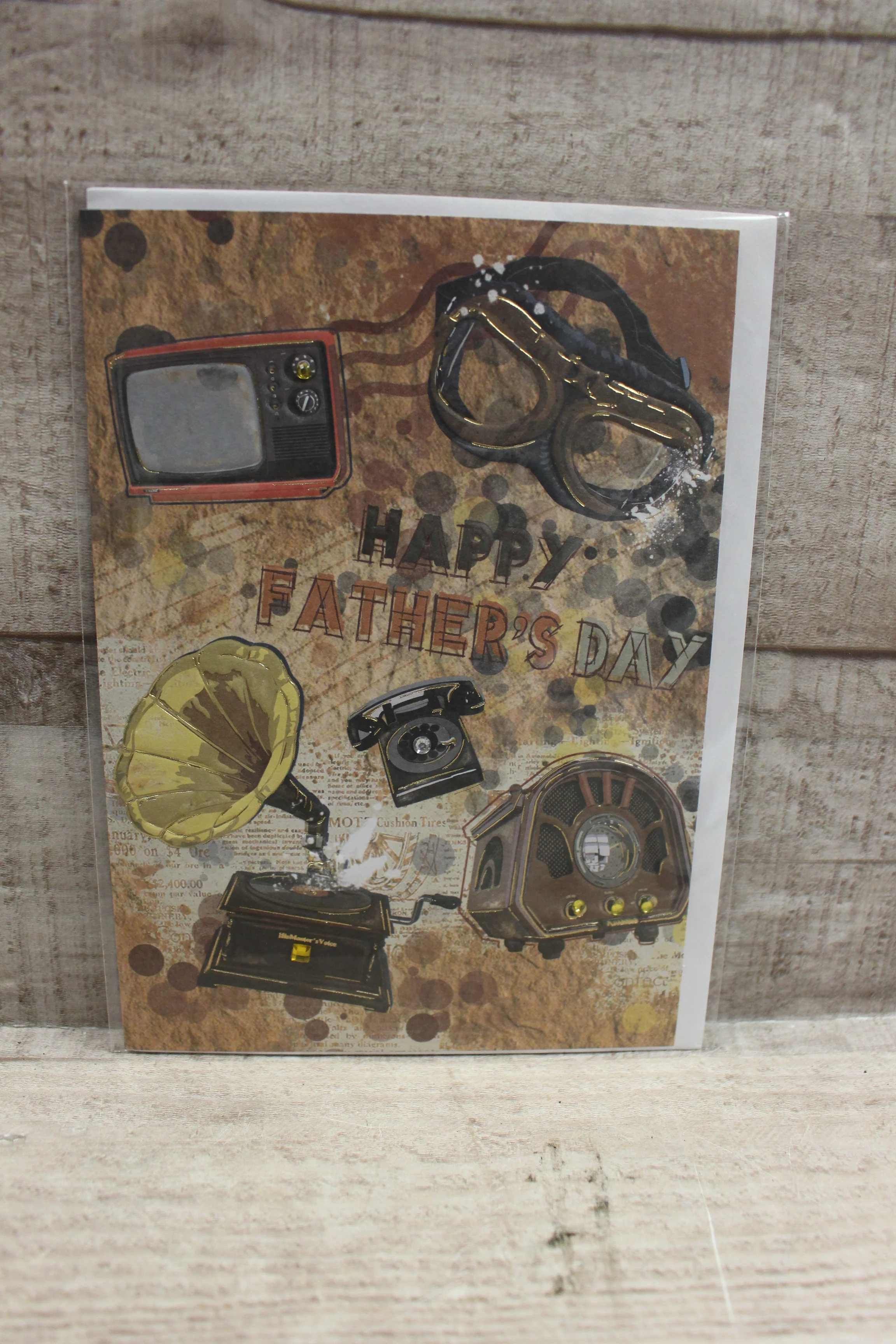 Happy Fathers Day 3D Music Antique Style Card -Antique Style -New