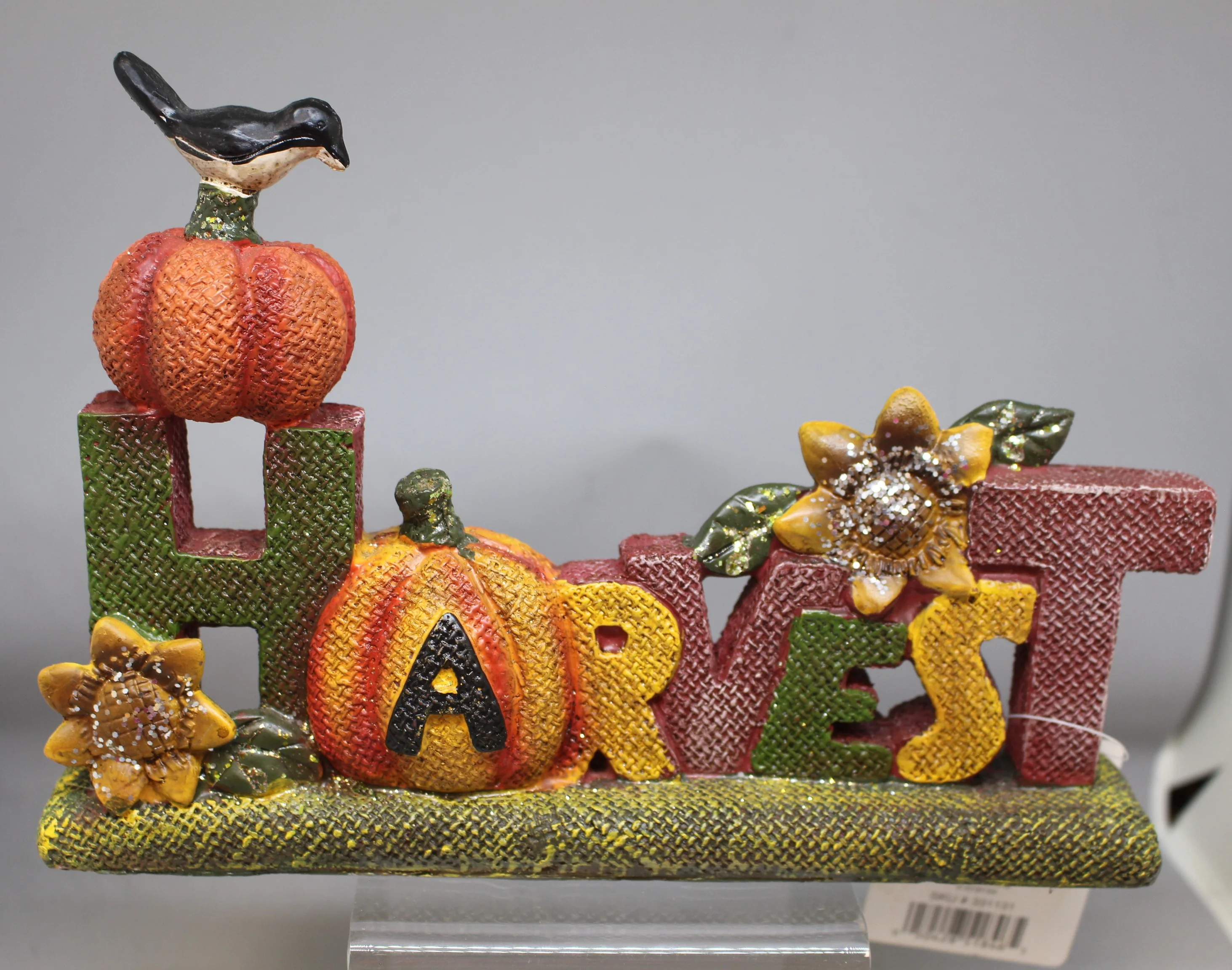 "Harvest" Polyresin Table Sign Decor - Length 9.37" - New
