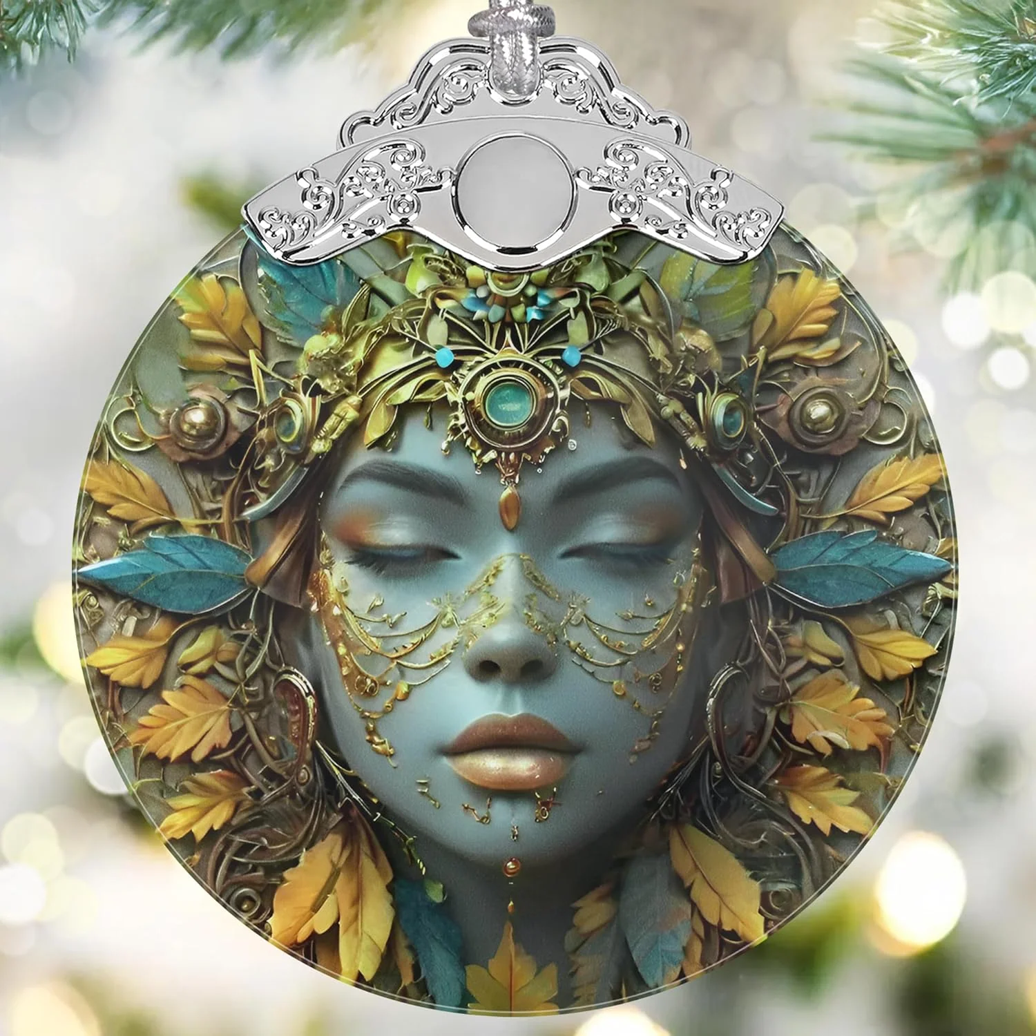 Hippie Stained Glass Christmas Tree Ornament Decoration - New