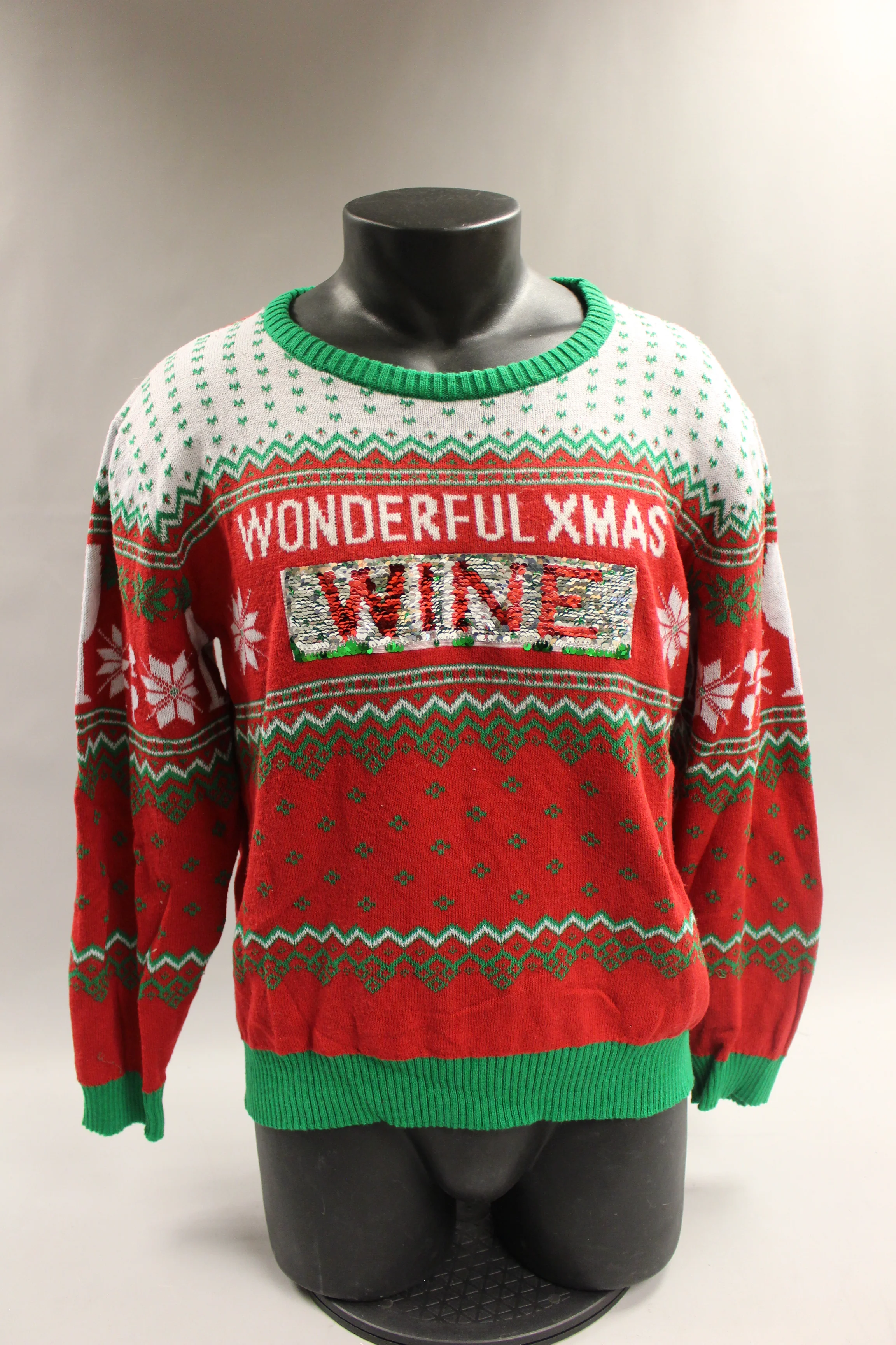 Holiday Christmas Sweater "Wonderful Xmas Time/Wine" - Size: XXL - Used