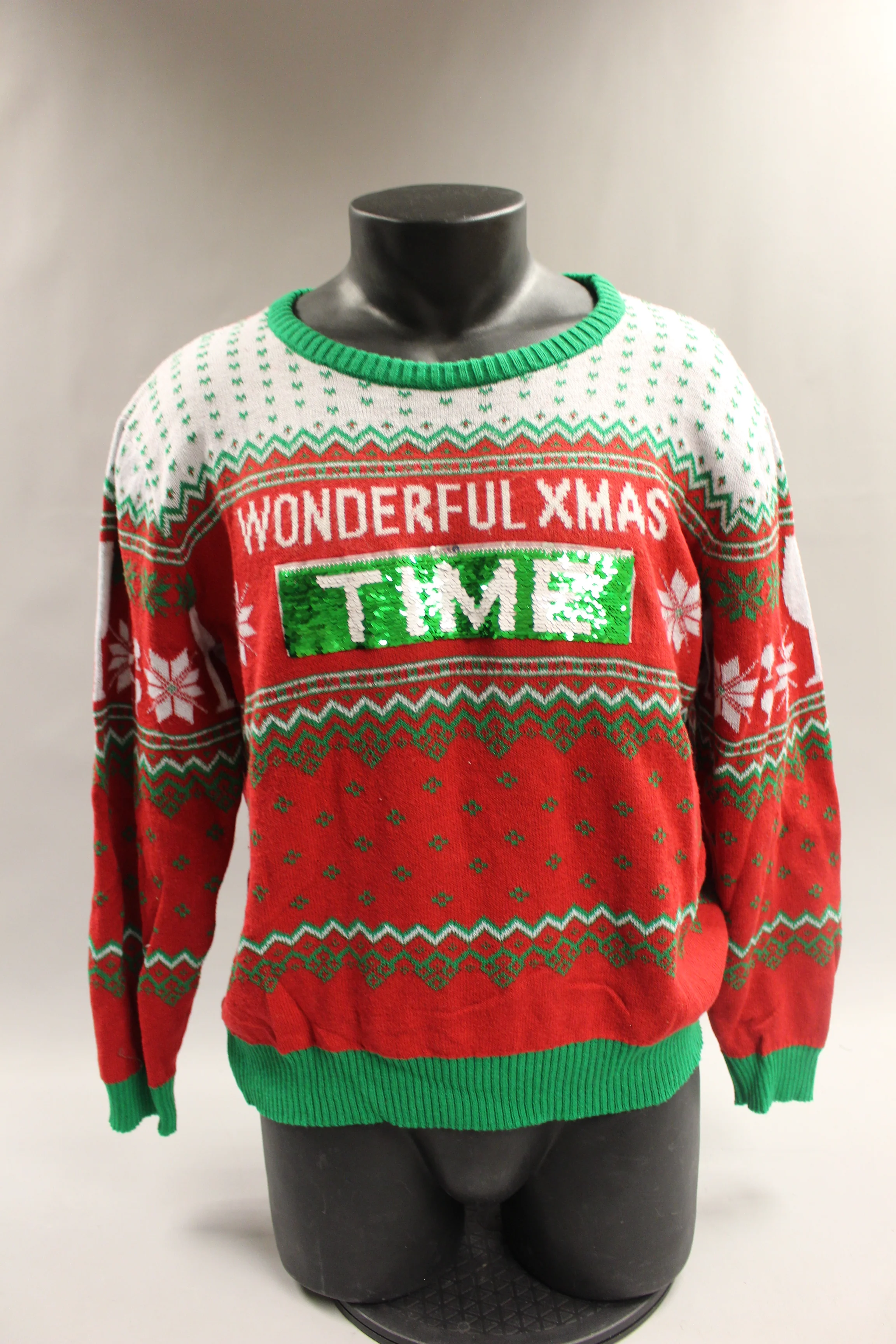 Holiday Christmas Sweater "Wonderful Xmas Time/Wine" - Size: XXL - Used - Image 2