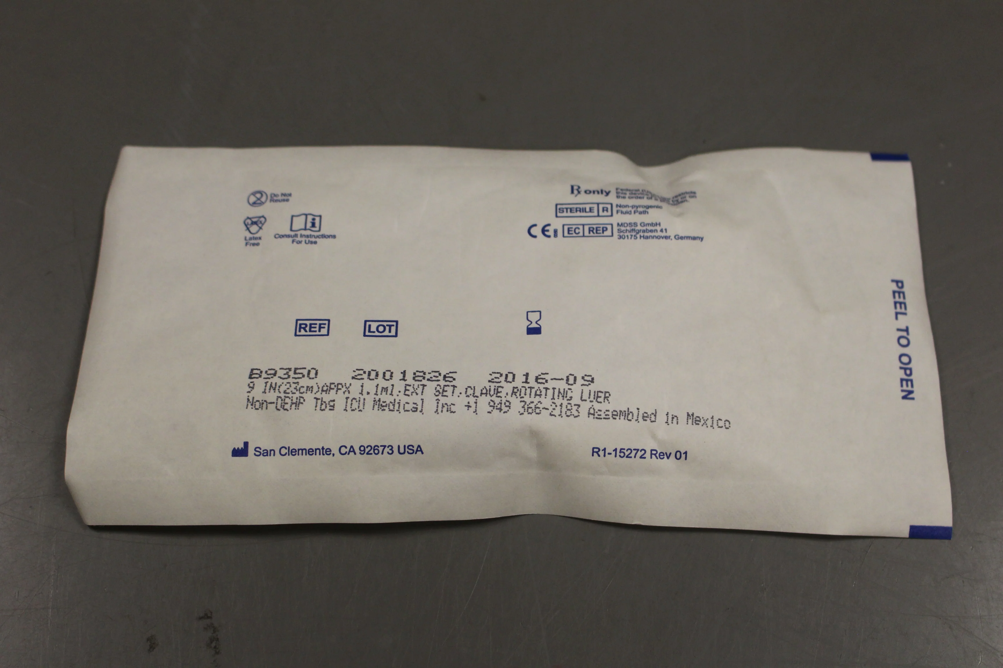 ICU Medical 9" Extension Set Clave Rotating Luer B9350, Exp 2016, New - Image 2