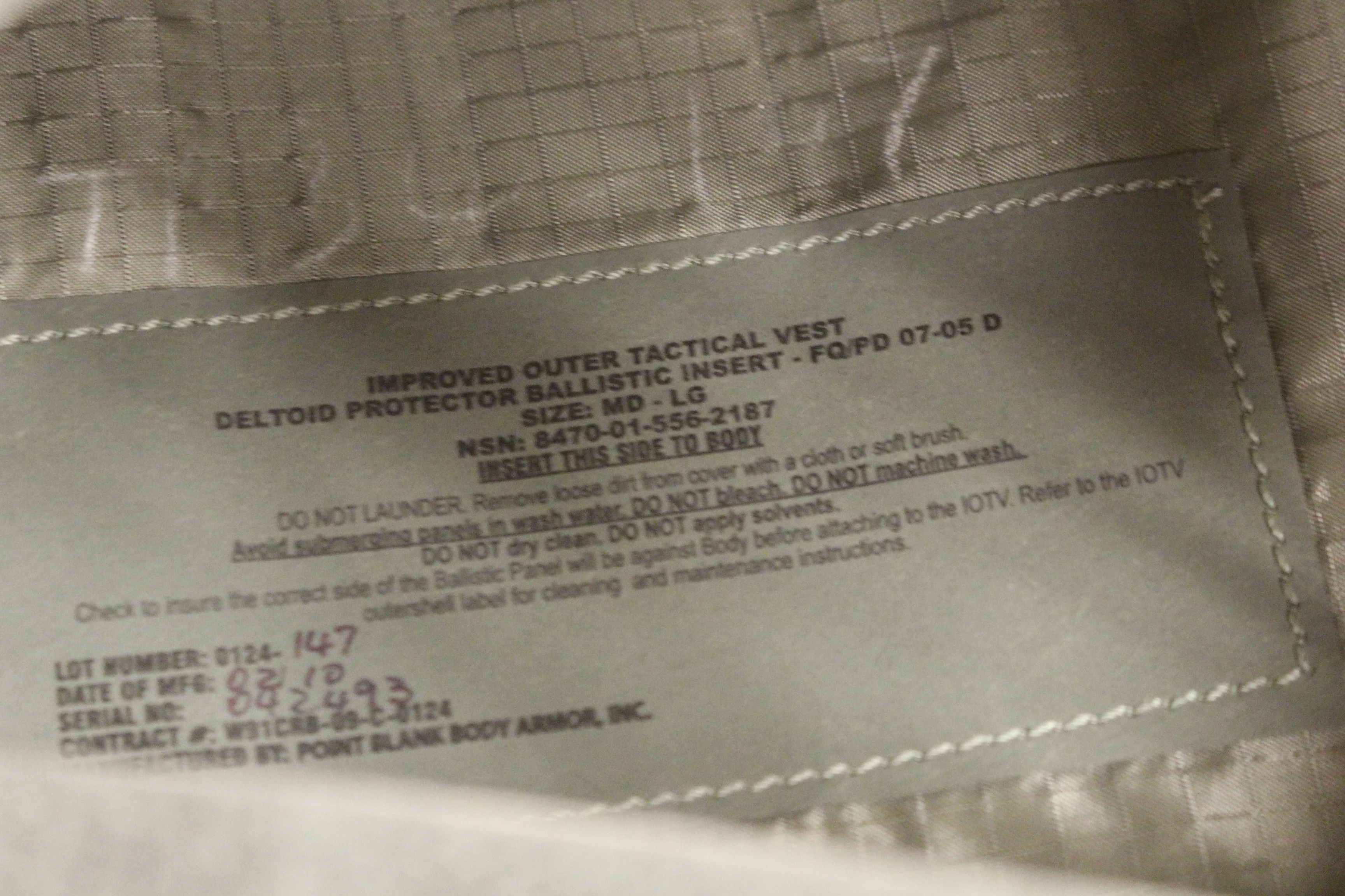 Improved Outer Tactical Vest Deltoid Protector with Insert - Medium / Large - ACU - Used - Image 2