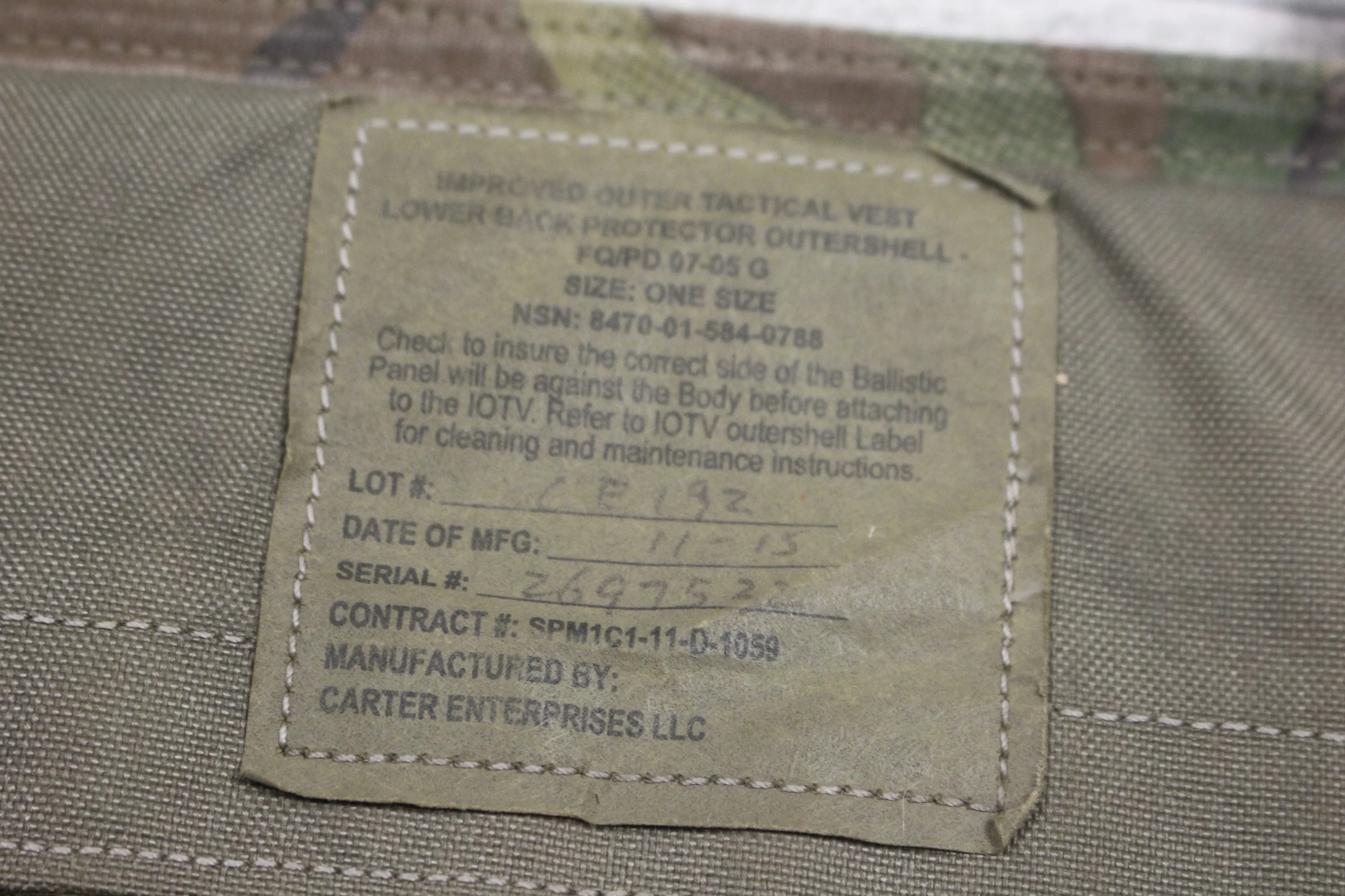 Improved Outer Tactical Vest Lower Back Protector Outershell - OCP - One Size - Used - Image 3