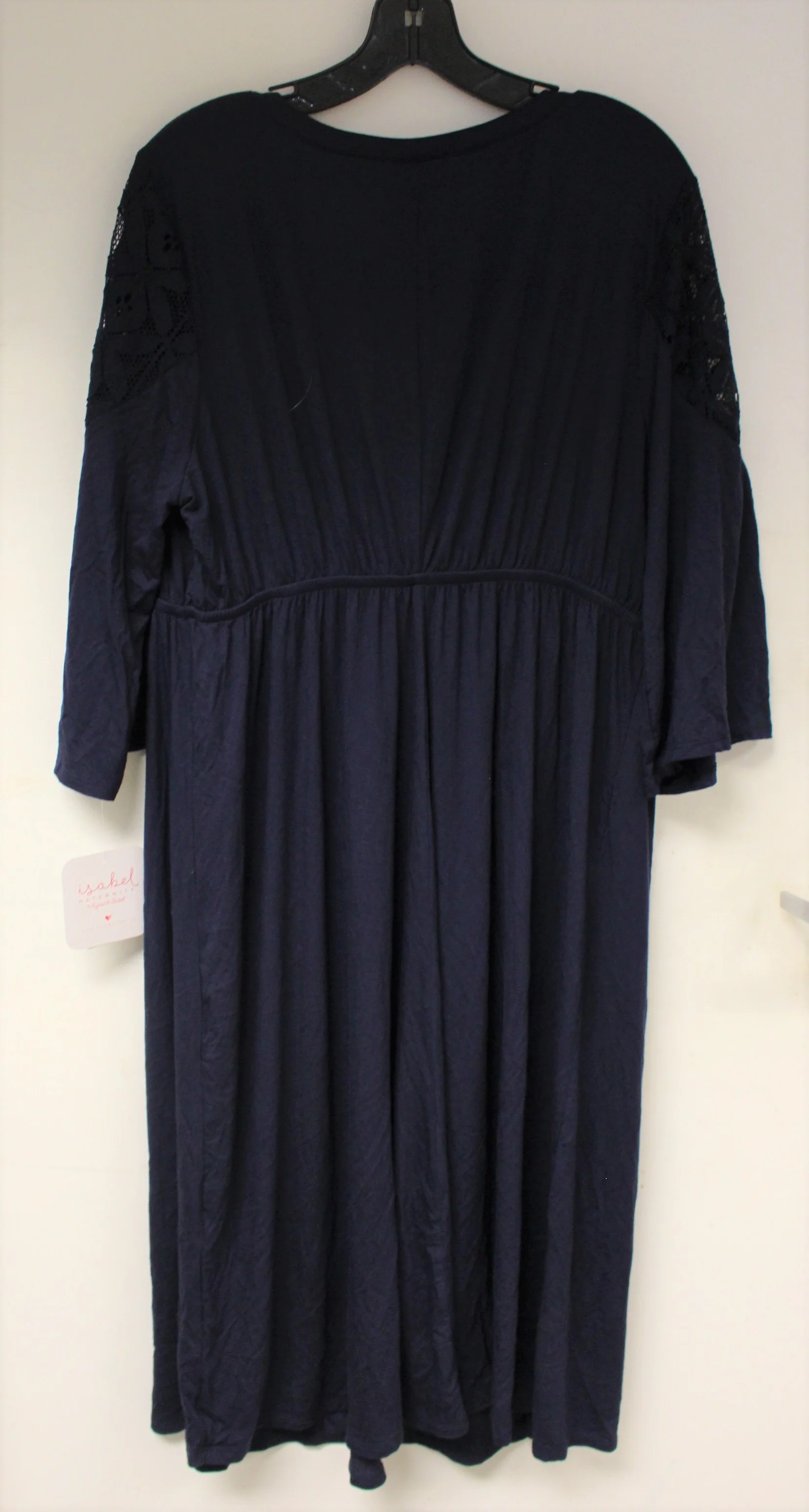 Isabel Maternity 3/4 Sleeve Lace Yoke Knit Maternity Dress - Navy - Small - New - Image 3