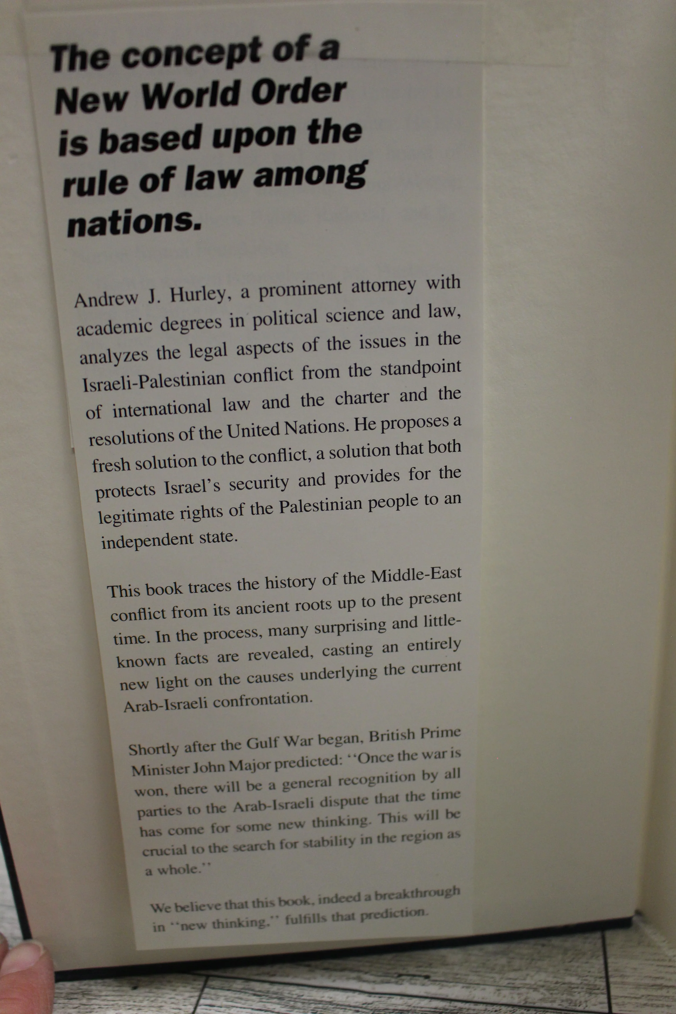 Israel and the New World Order by Andrew J. Hurley - Hardback - Used - Image 5