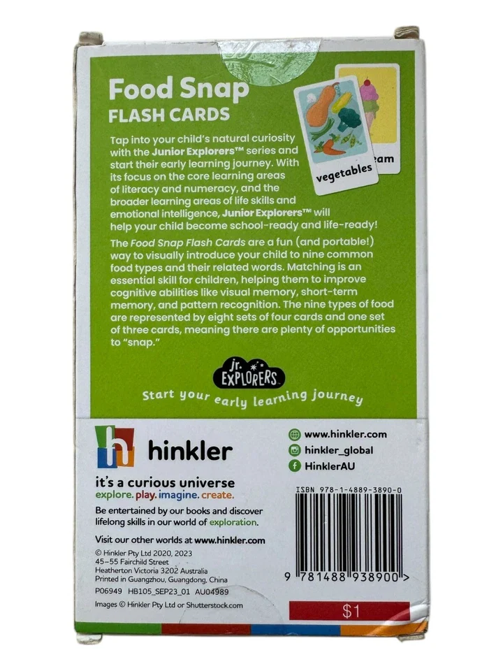 Jr Explorers Food Snap Flash Cards - 35 Cards - Ages 3+ - New - Image 2