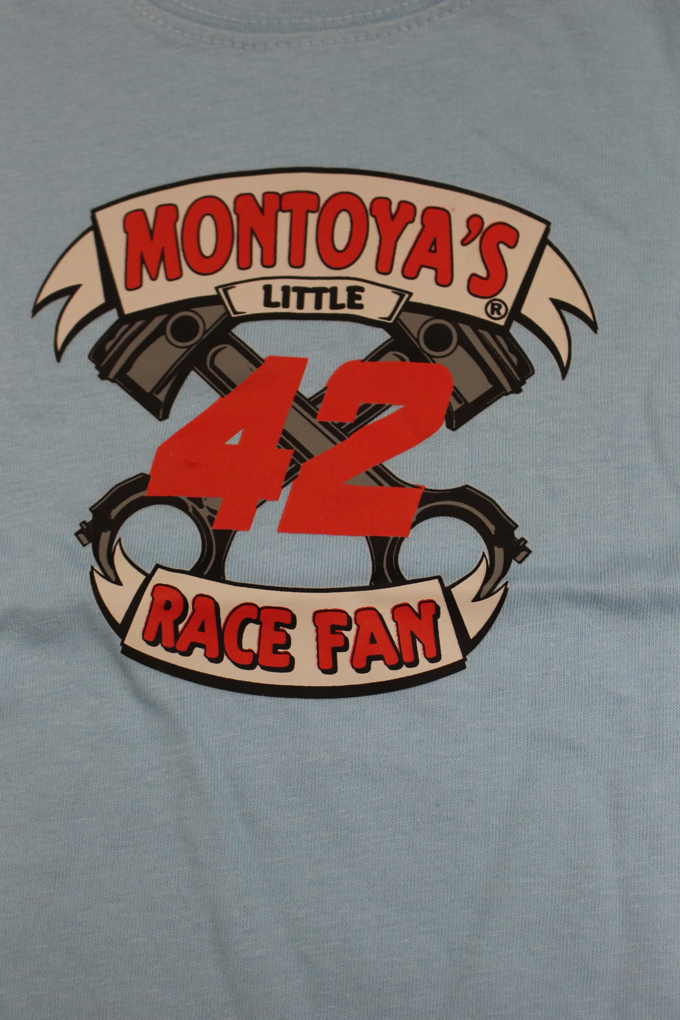 Juan Pablo Montoya #42 Nascar "I Love Racing" Baby Onsie, Size: 18 Months, Blue, New! - Image 4