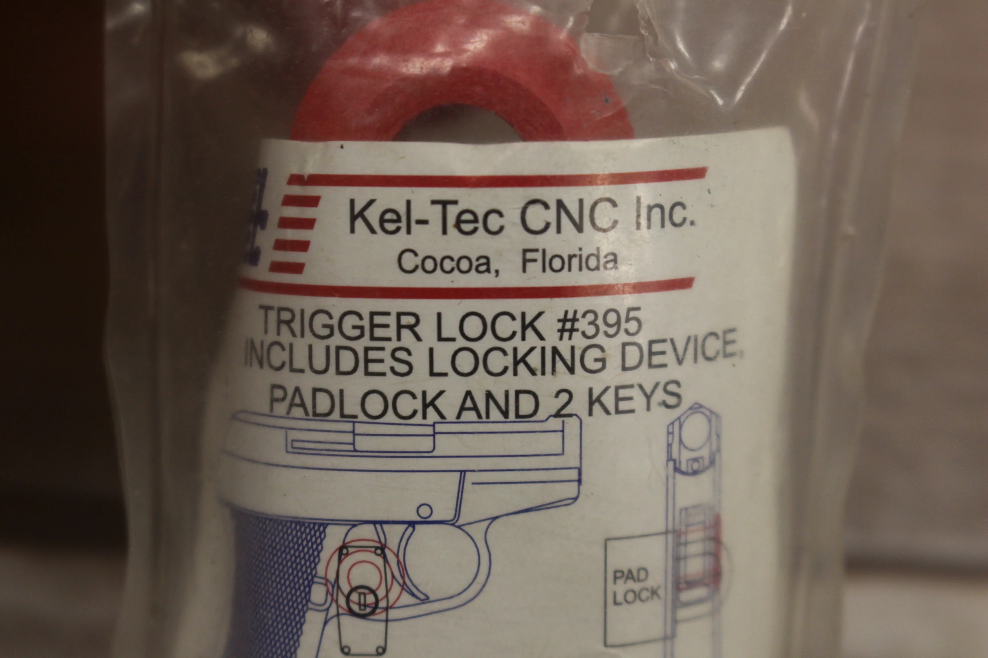 Kel Tec Trigger Lock #395 Includes Locking Device, Padlock and 2 Keys, New! - Image 2