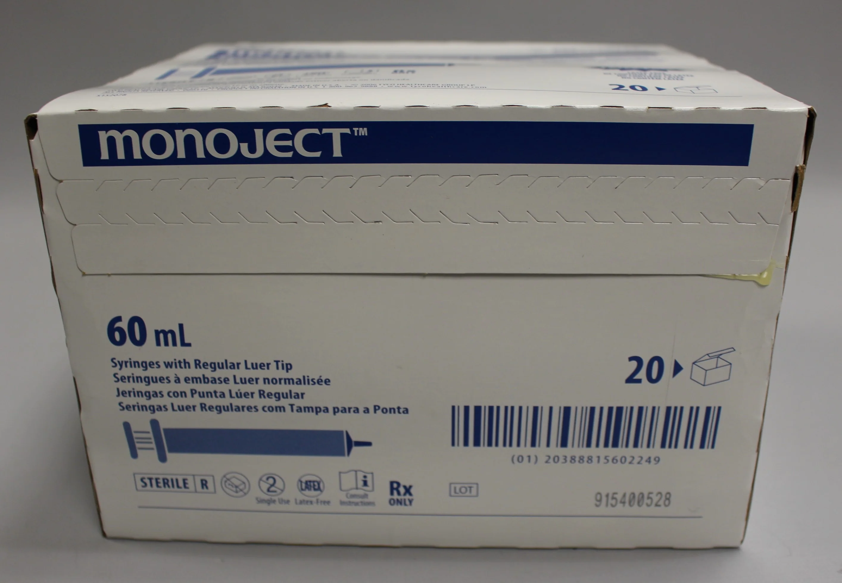 Kendall Monoject Syringes with Regular Luer Tip - 60 mL - Box of 20 - New - Image 3