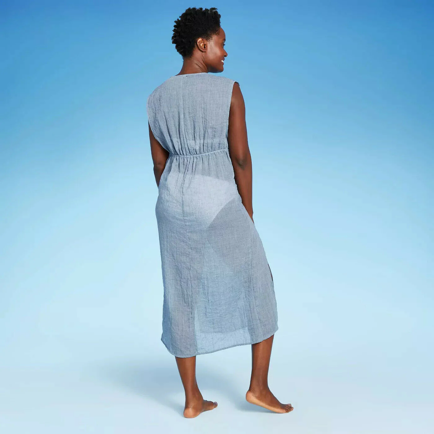 Kona Sol Women's Tie-Front Midi Cover Up Dress - Small / Medium / Large - New - Image 2