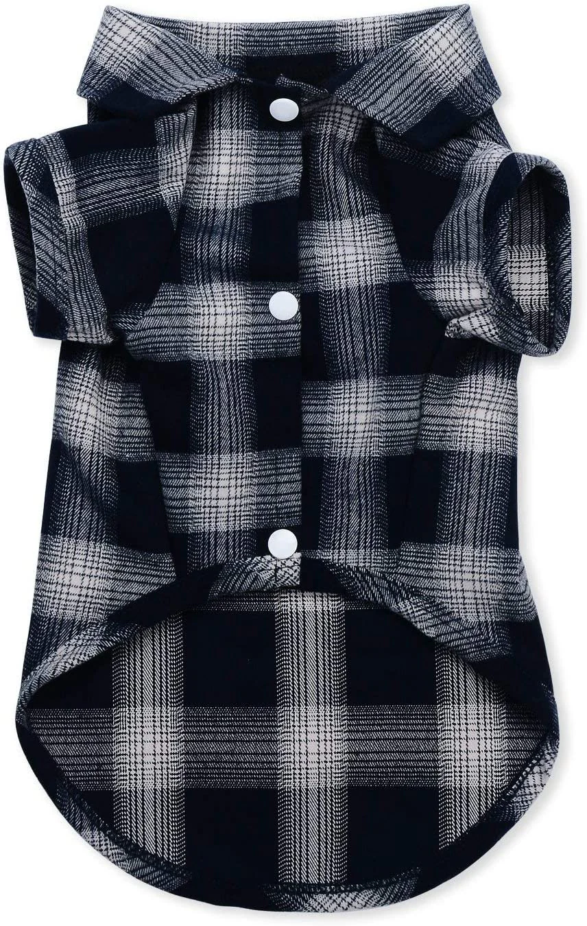 Koneseve Plaid Pet Dog Cat Shirt Sweater - Navy Blue Plaid - XL (15-20 lbs) -New