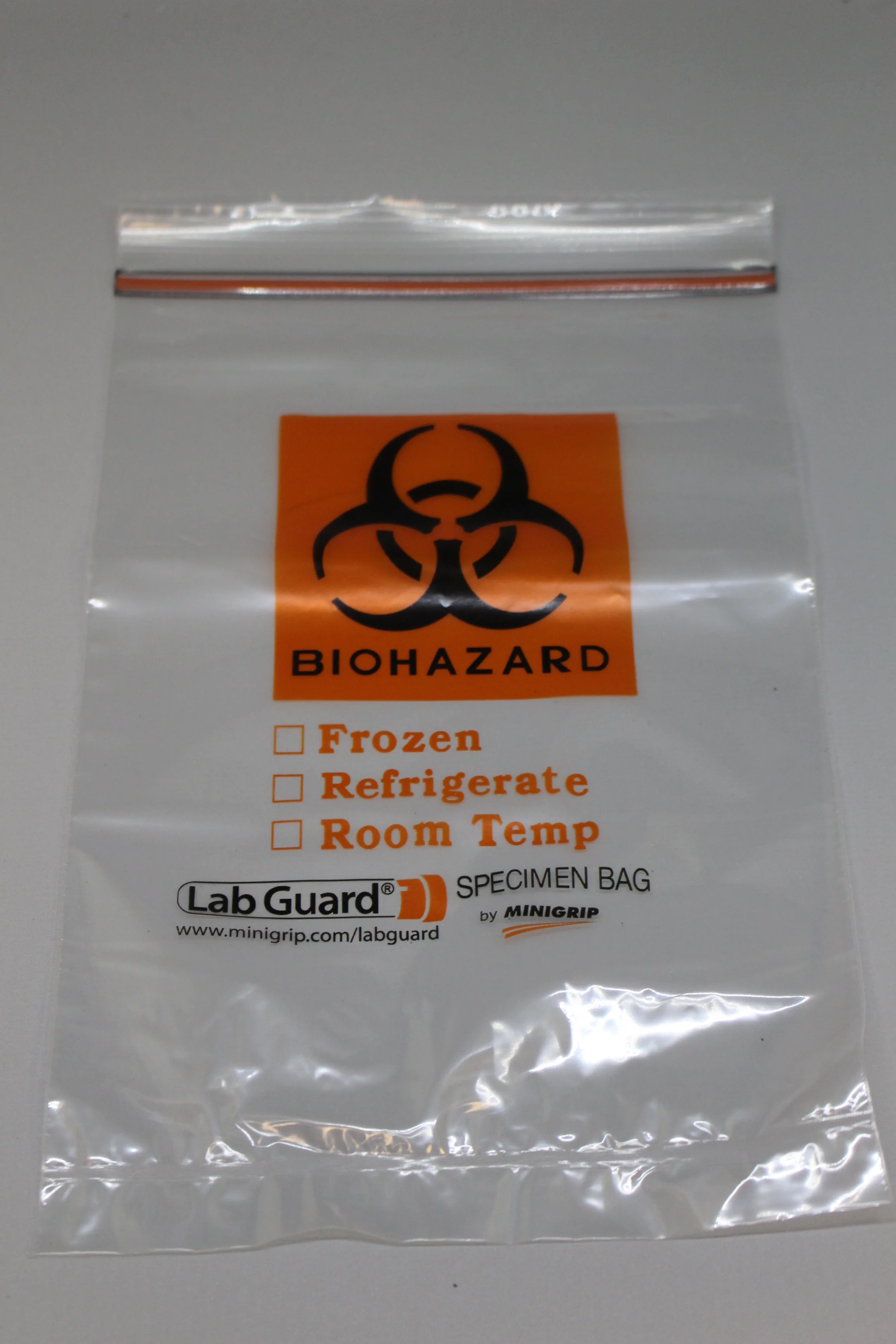 Lab Guard Biohazard Ziploc Specimen Bag, 6" x 8", Set of 50