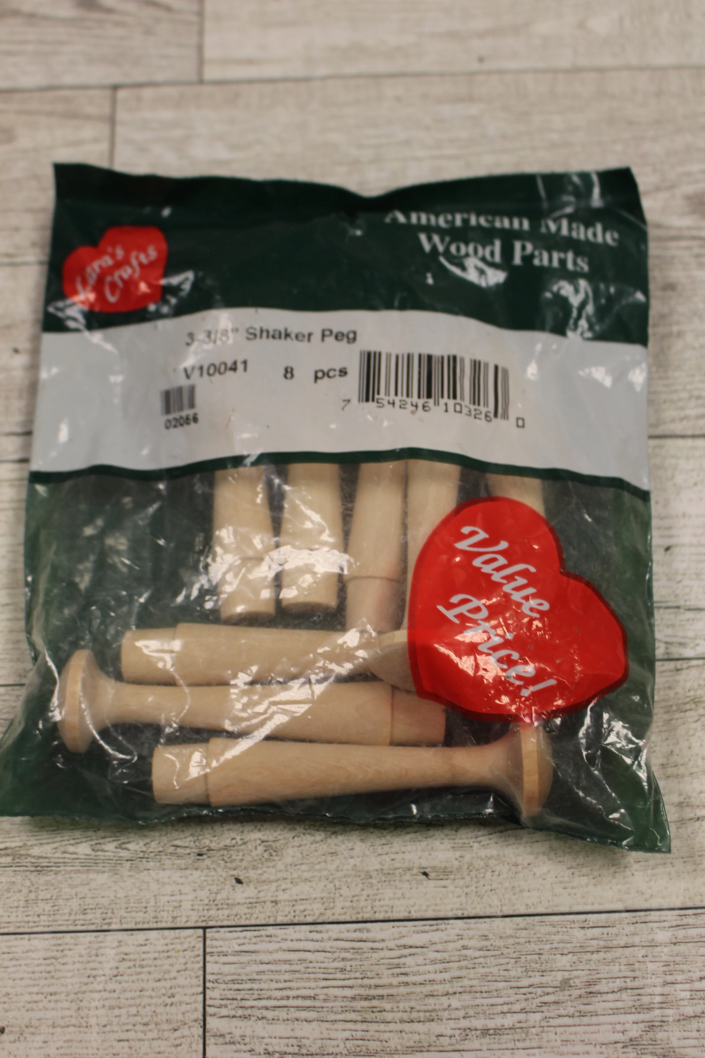 Lara's Crafts Vintage Set of 8 Hardwood Shaker Pegs - 3-1/8" - New