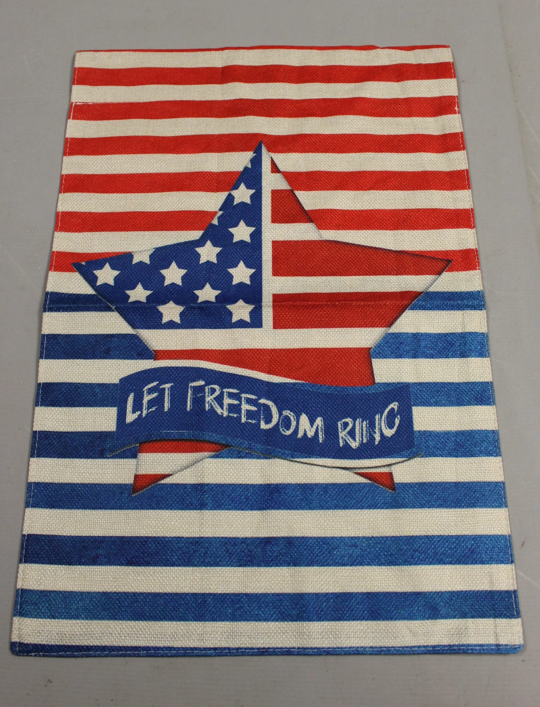 Let Freedom Ring Double Sided Burlap Lawn Flag -New