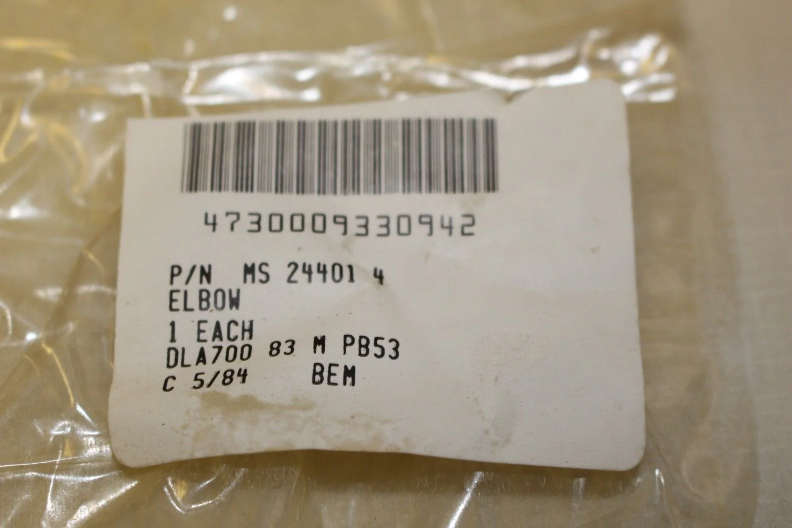 Pack of 10 Tube Elbows - NSN 4730-00-933-0942 - P/N MS 24401 4 / AN821-4C - New - Image 2