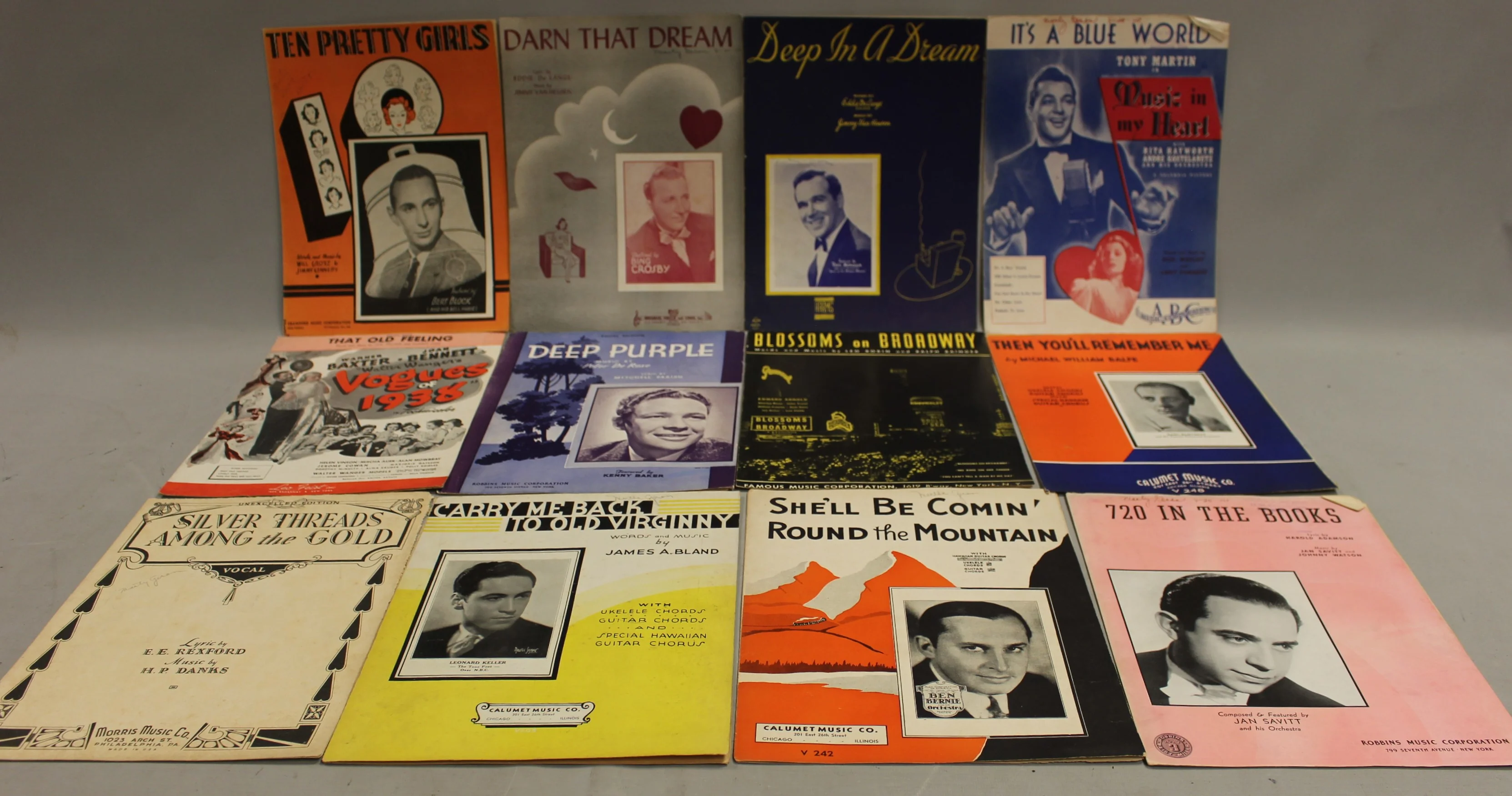 Lot of 38 Vintage Music Sheets - James Bland, Jan Savitt, Bing Crosby, & More