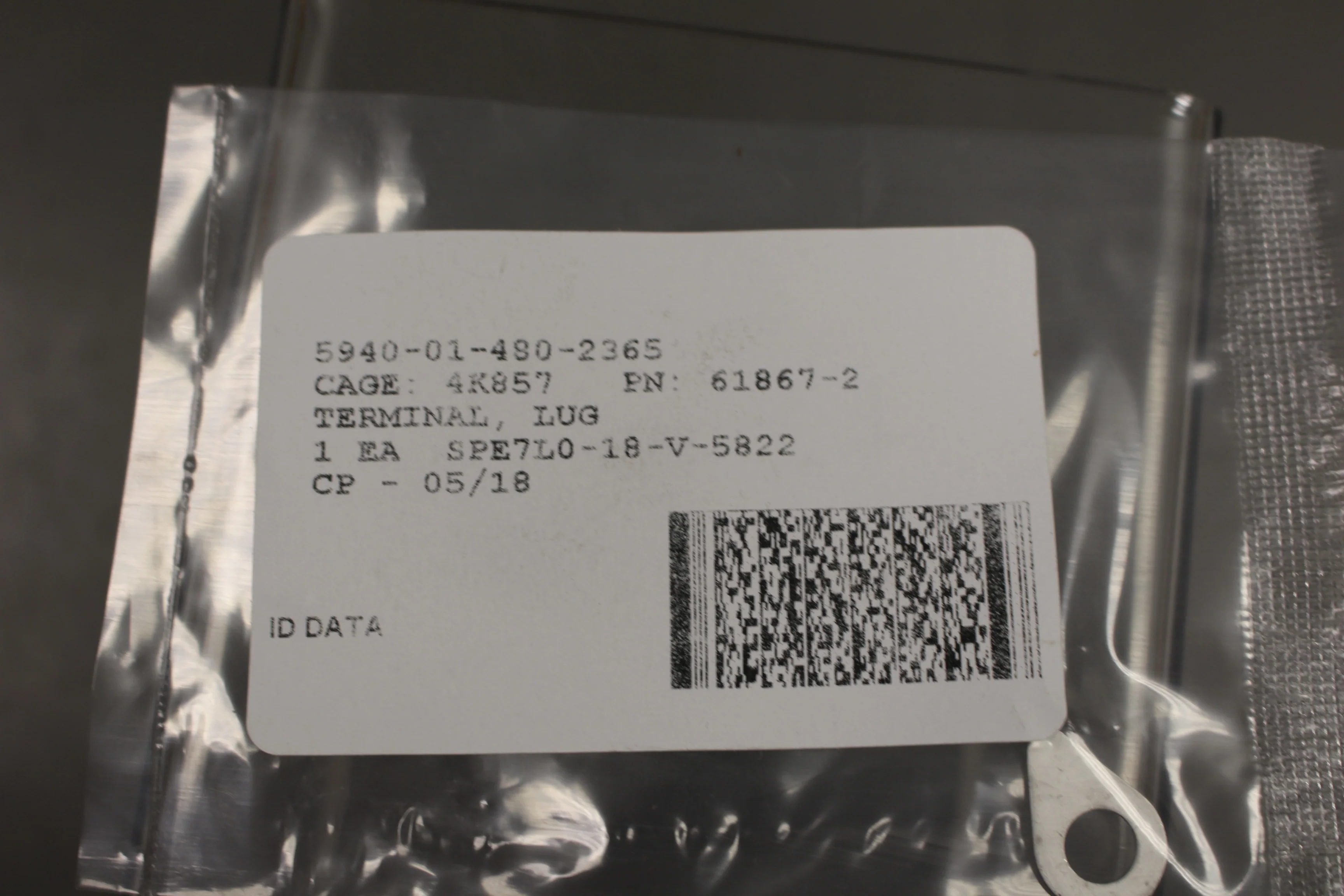 Lug Terminal, 5940-01-480-2365, 8HE340, 61867-2 , New - Image 2