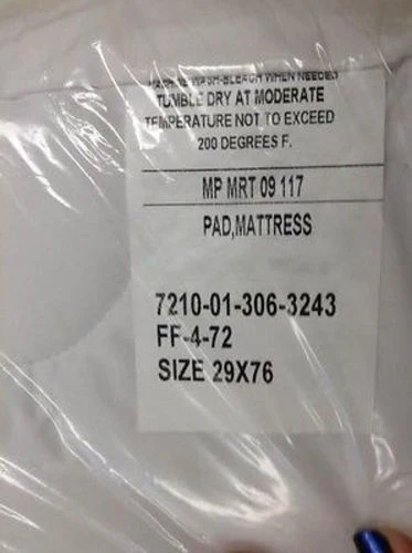 29" x 76" Mattress Pads - White - Polyester Cotton Blend -7210-01-306-3243 - New - Image 3