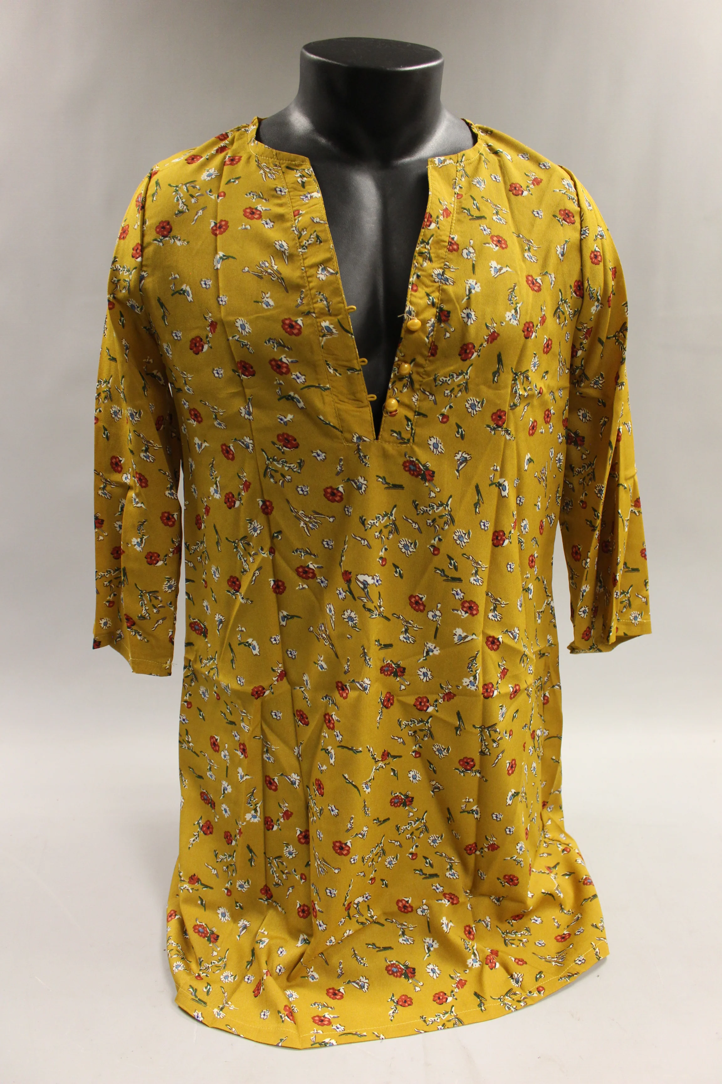 Meaneor Women's Floral Print V Neck Shirt Dress - Size S -Floral -New