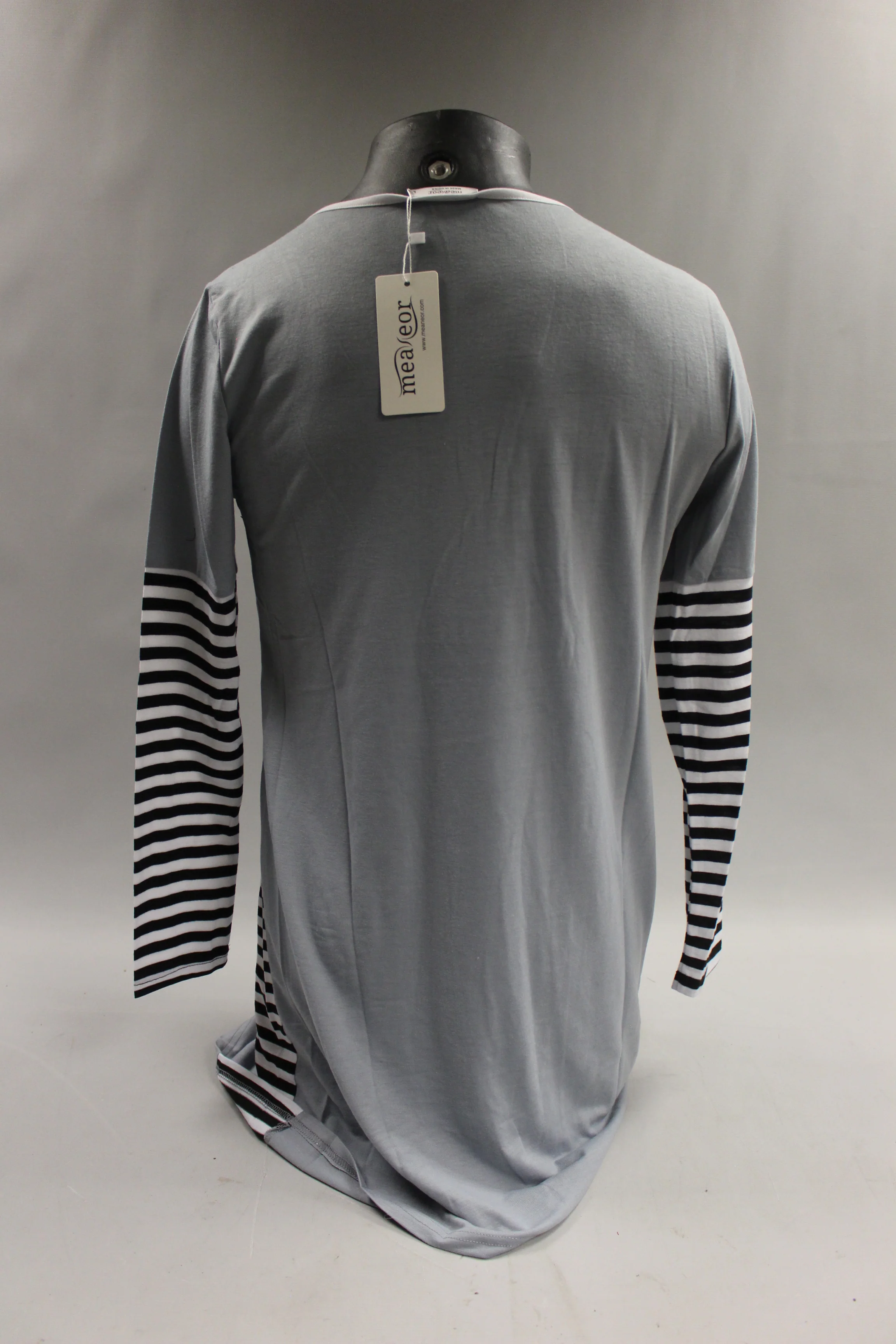 Meaneor Women's Long Sleeve Tunic Shirt Dress - Size Large - Striped -New - Image 2