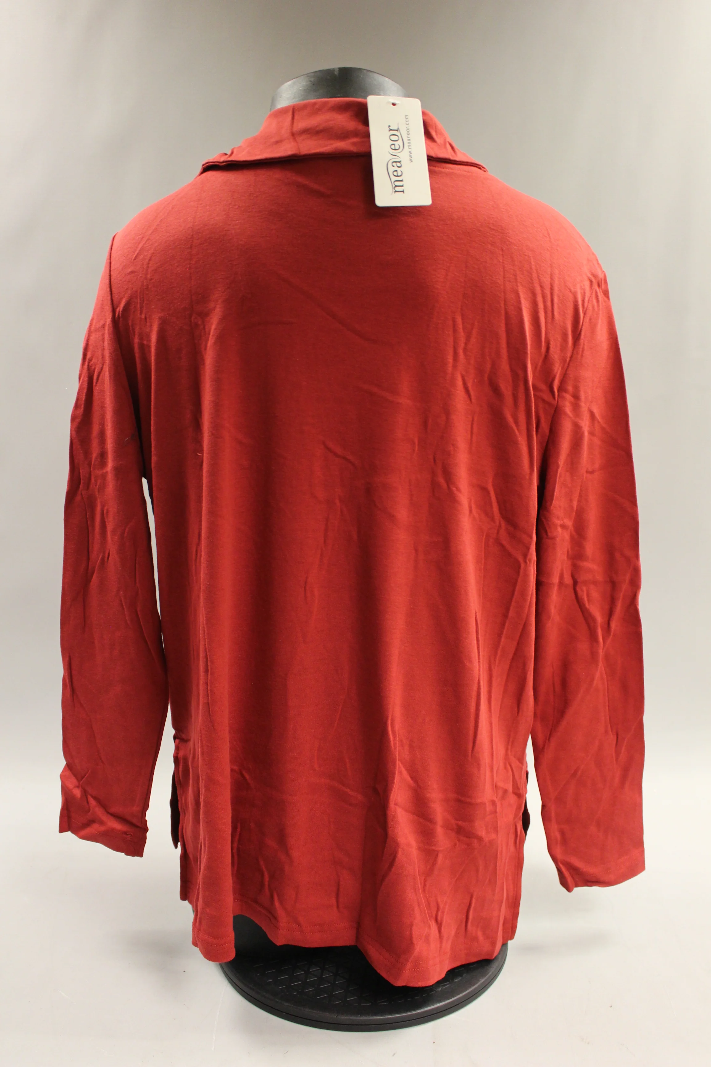 Meaneor Women's Three Color Long Sleeve Neck Button Tunic Size XXL -Red -New - Image 2