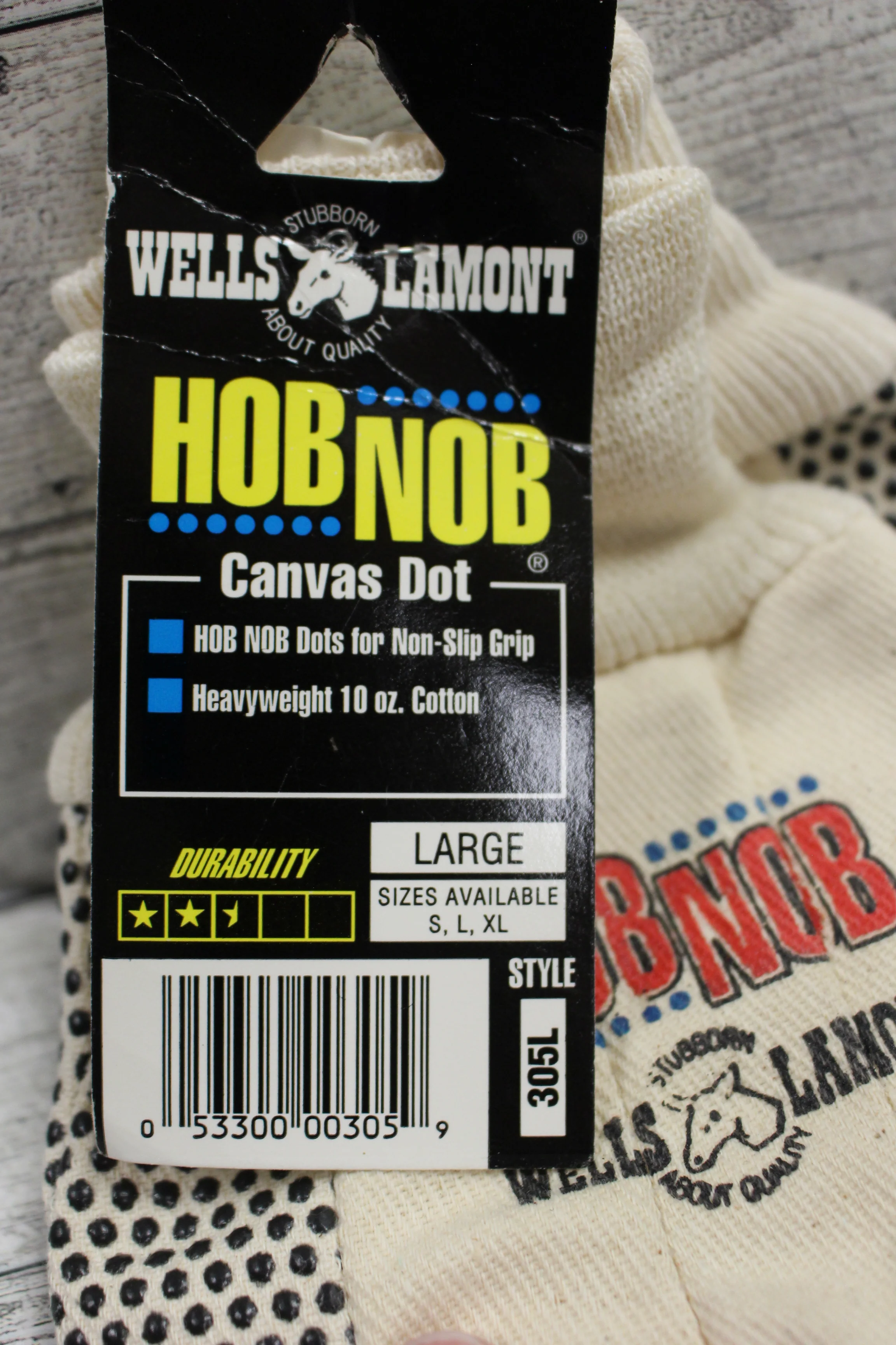 Men's Wells Lamont Hob Nob Canvas Dot Gloves - Size L - New - Image 3