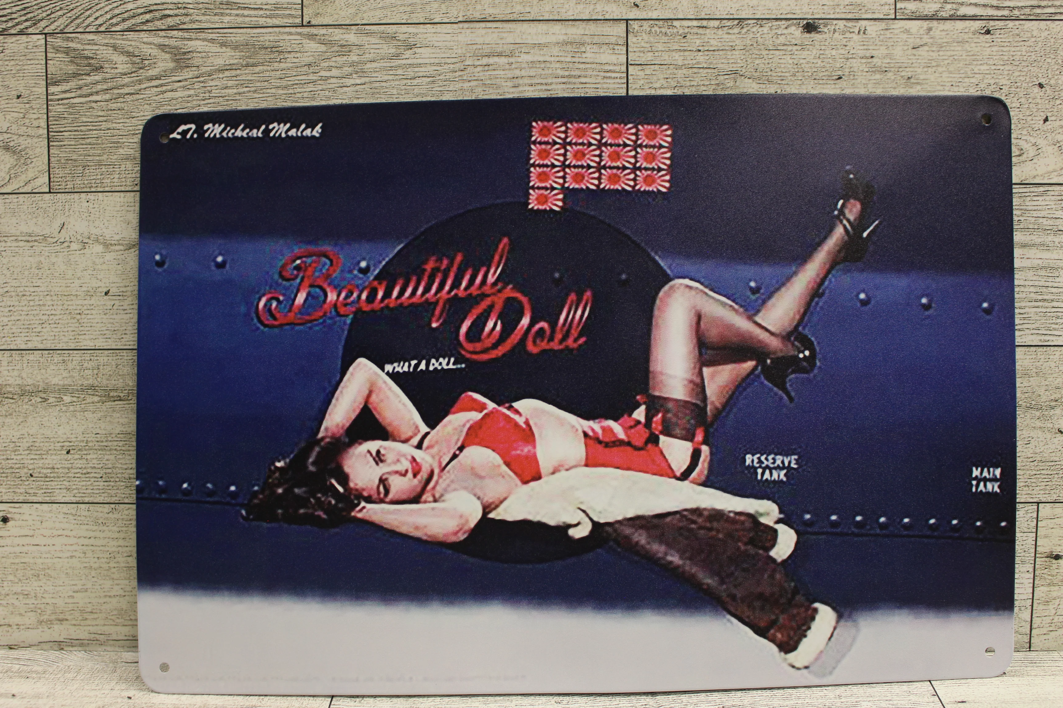 Michael Malak "Beautiful Doll" Metal Sign - 12" x 8" - New - Image 3