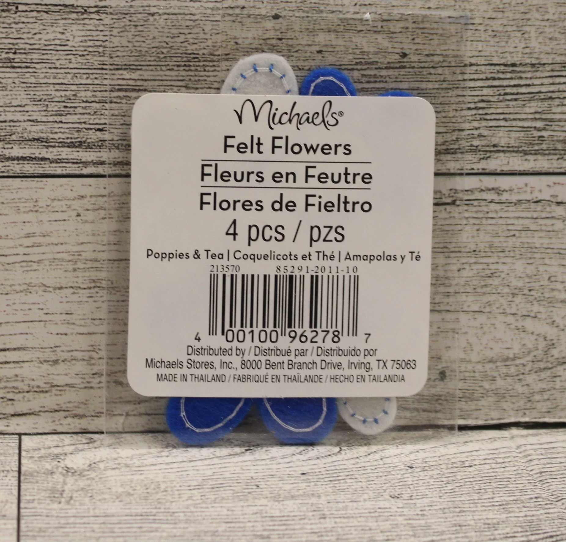 Michaels Felt Flowers - Set of 4 - Blue/White - New - Image 2