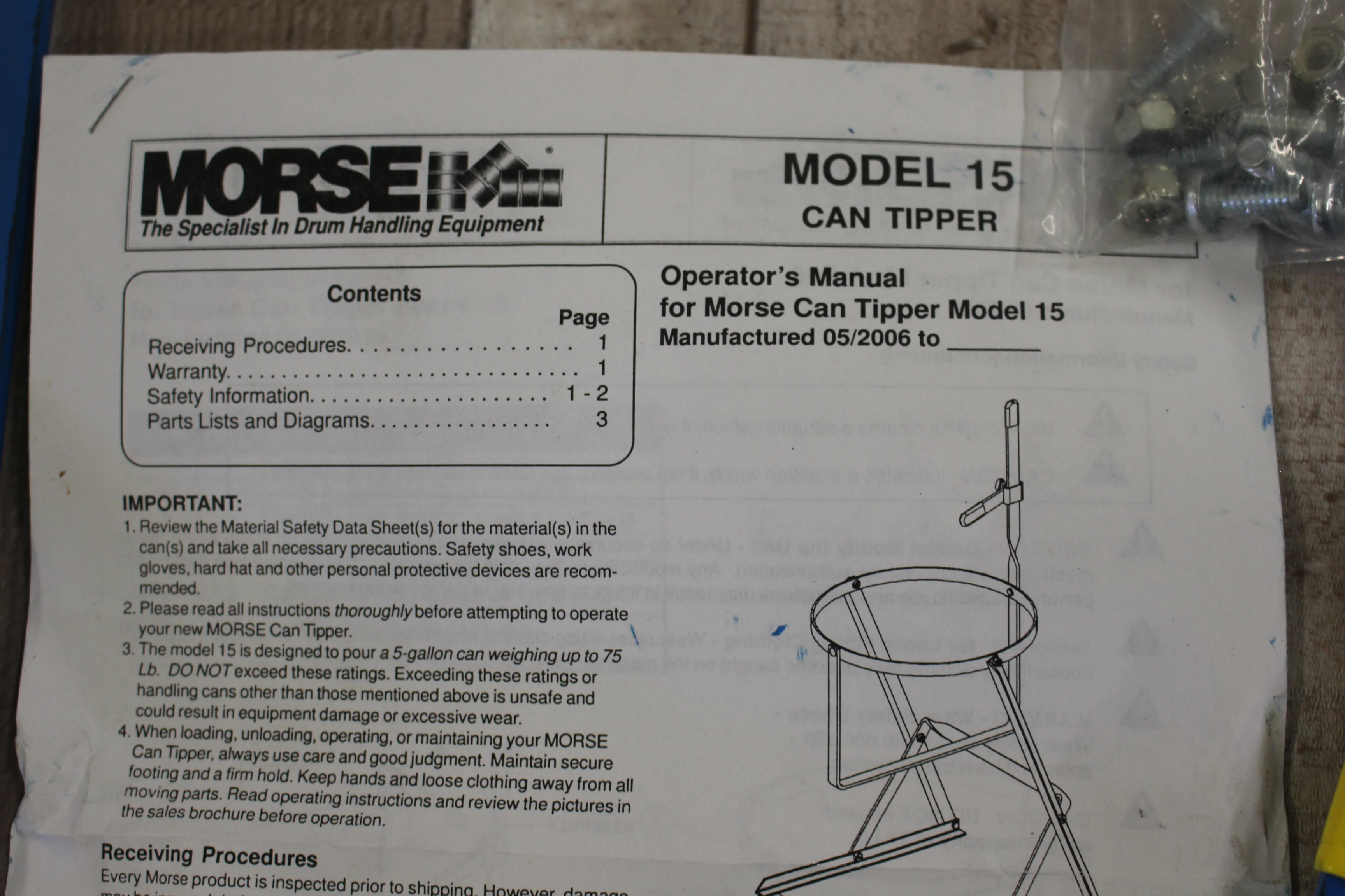 Morse Model 15 5 Gallon One Pail Can Tipper - Blue - New - Image 2
