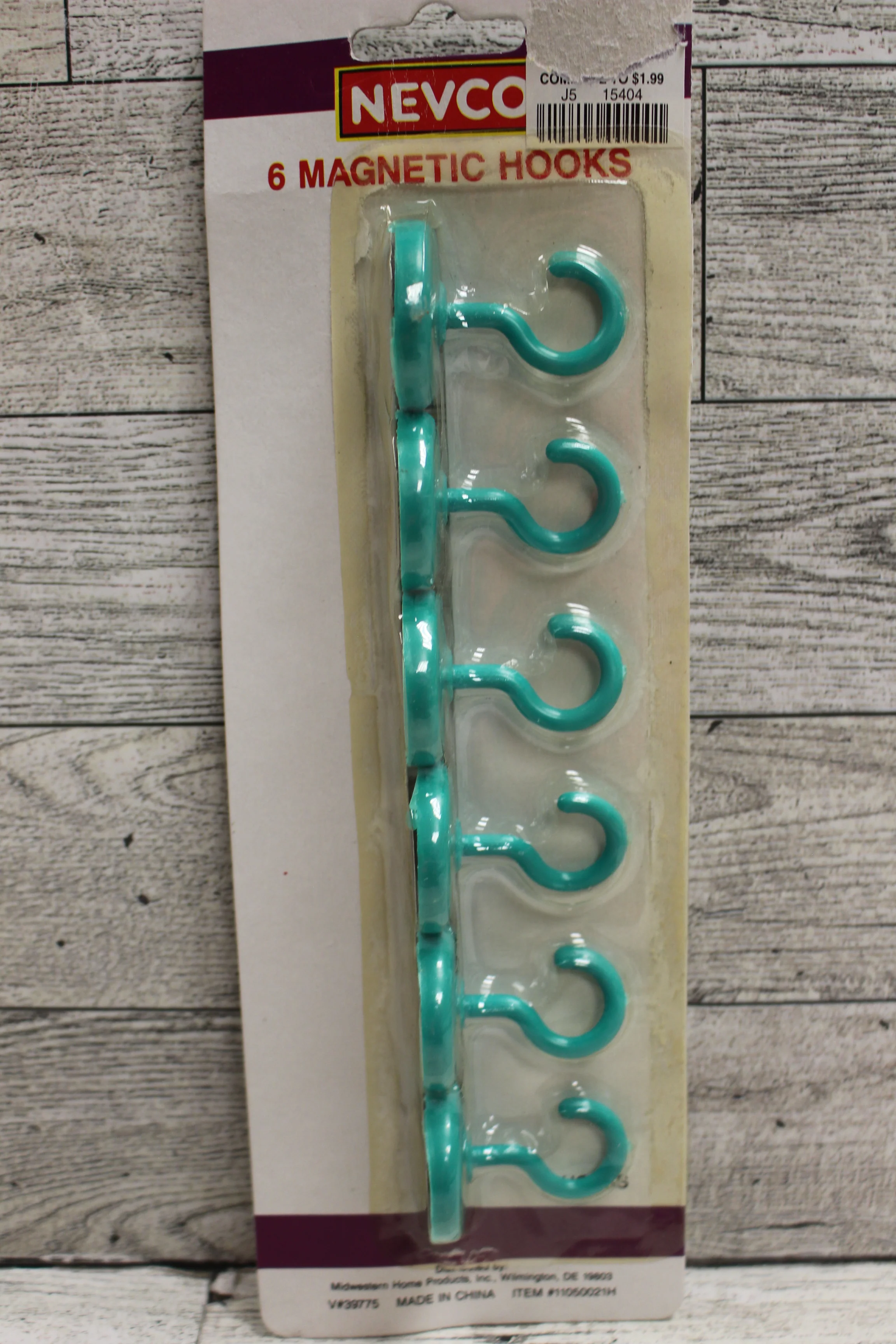 Nevco Magnetic Hooks - Set of 6 - Aqua - New