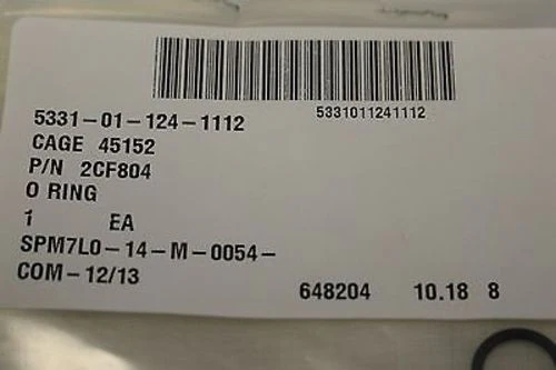 O-Ring, NSN 5331-01-124-1112, P/N 2CF804, NEW! - Image 2