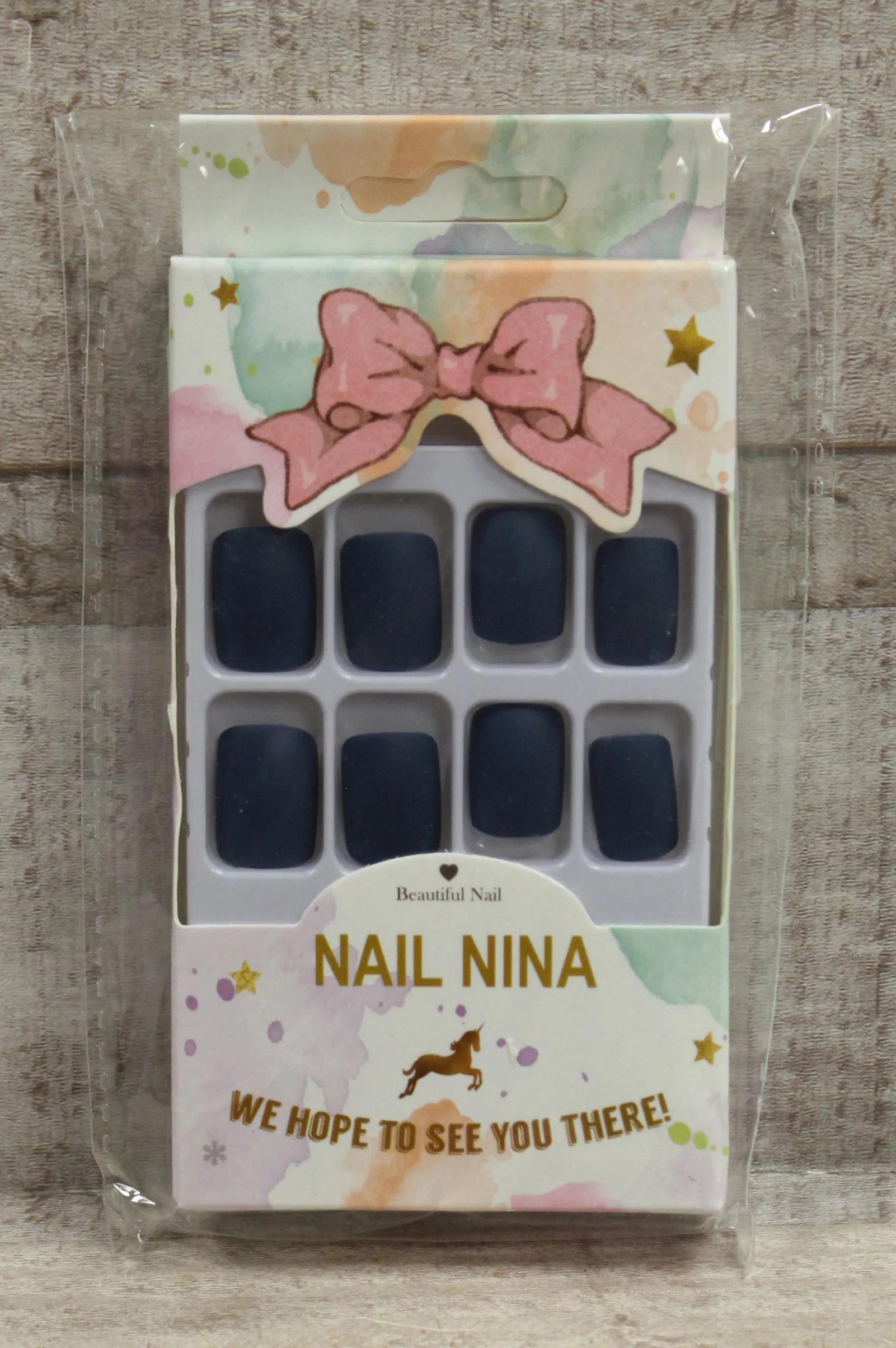Obmyec Square Fake Press On Nails - Blue Matt - 24 Pcs - For Women & Girls - New