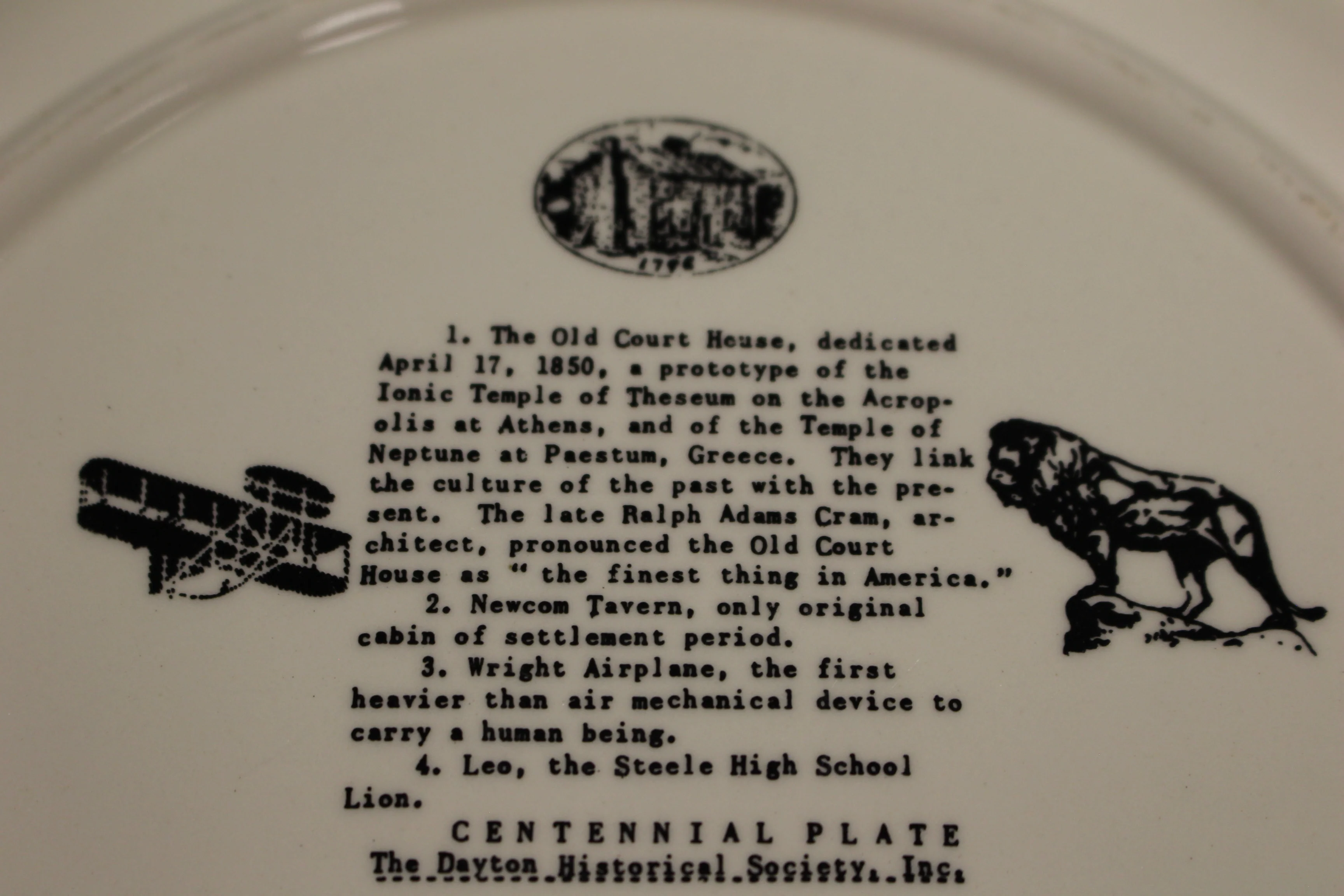 Old Court House, Dayton, Ohio 10" Souvenir Plate - Used - Image 6