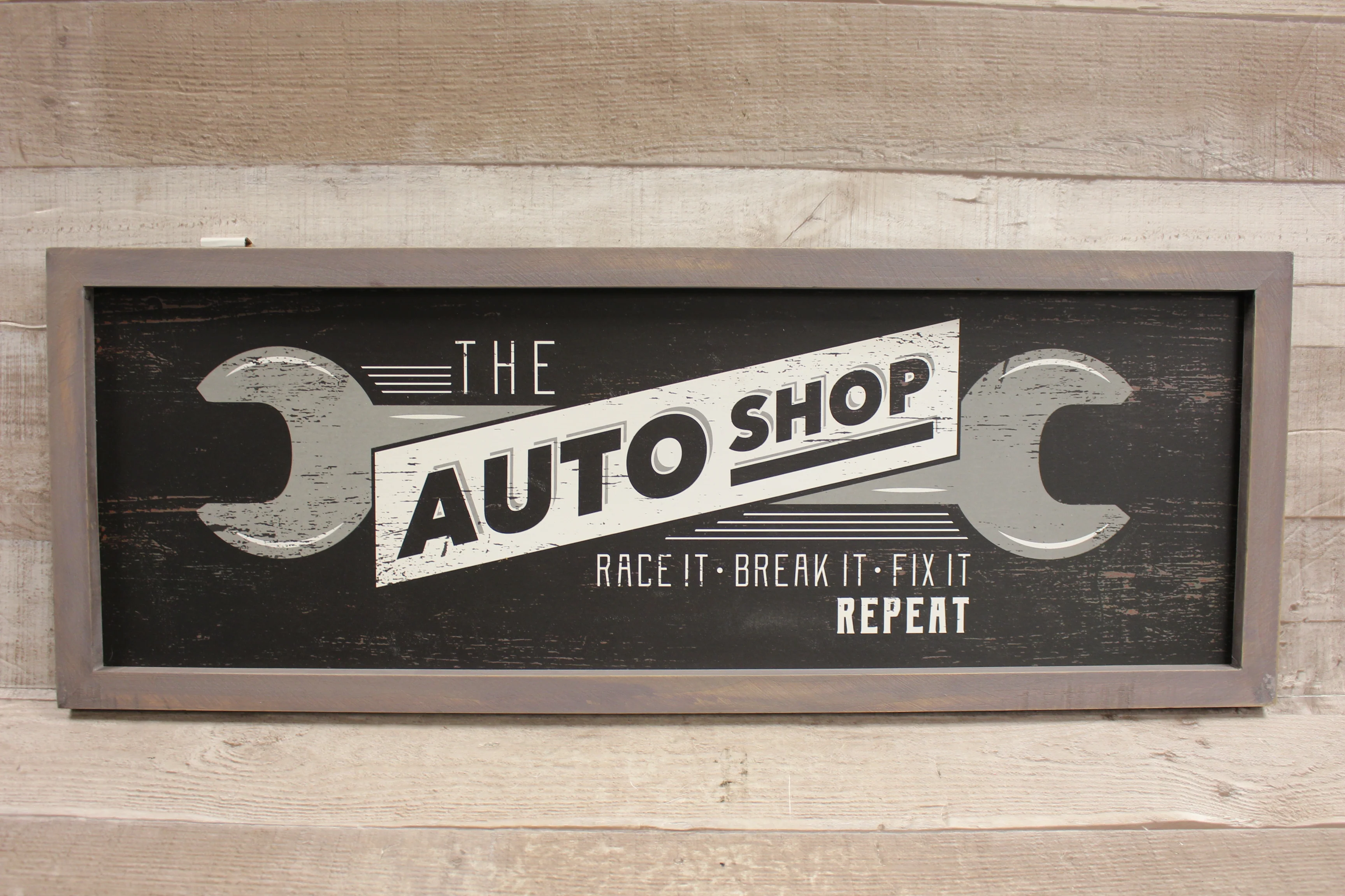 Open Roads Brand The Auto Shop Wooden Sign For Garage -New