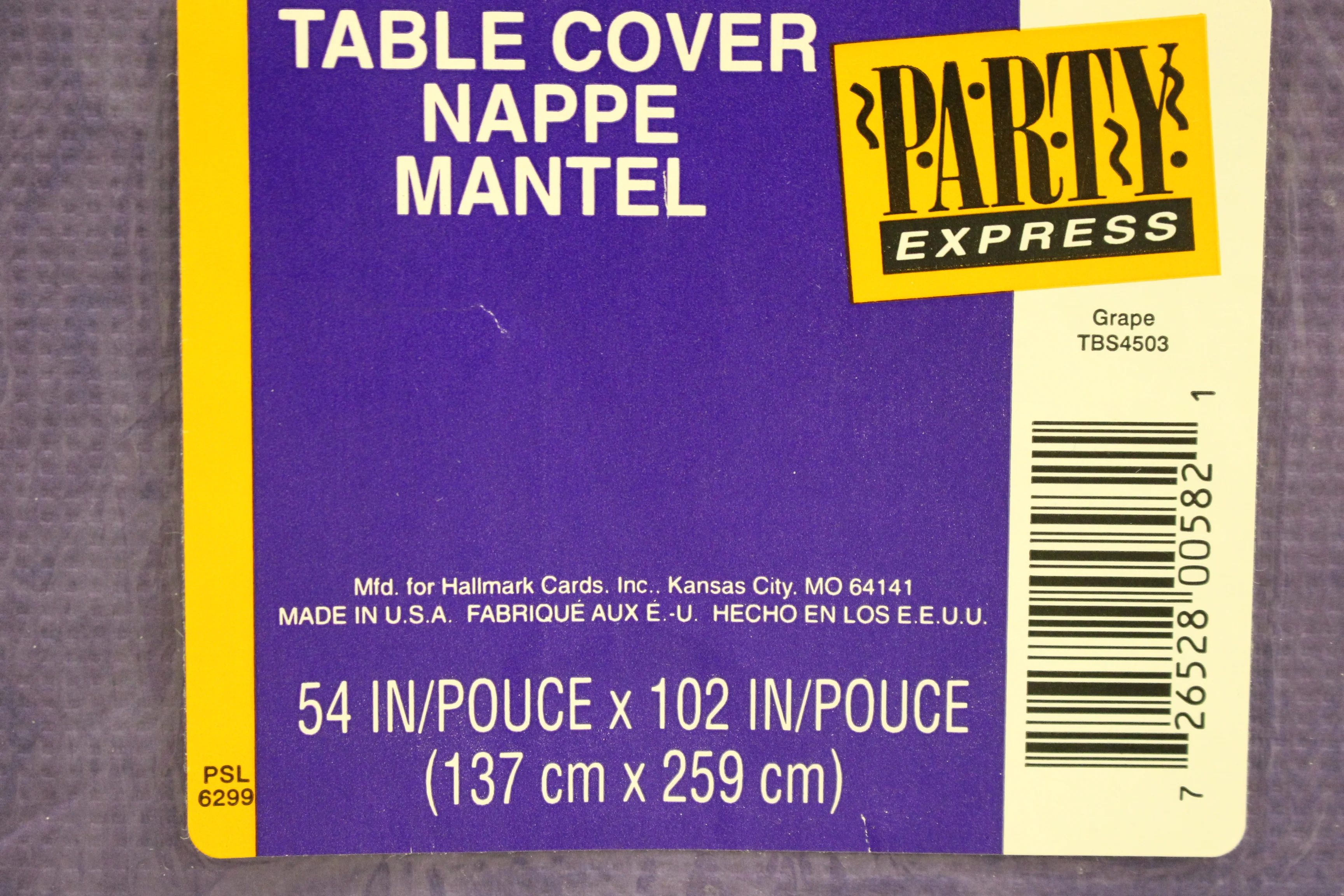 Party Express Table Cover - Grape - 54" x 102" -New - Image 2