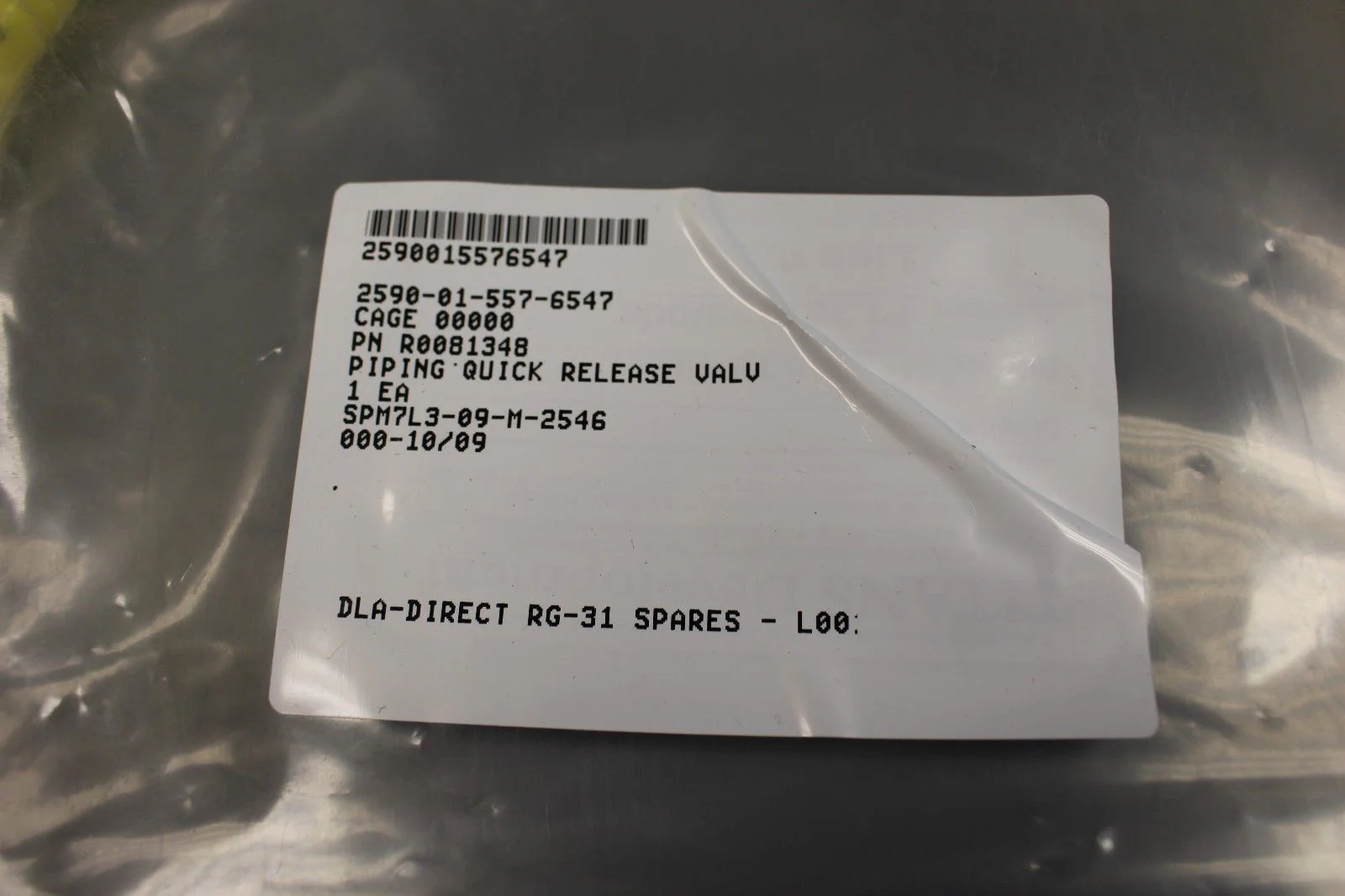 Quick Release Valve Piping, NSN 2590-01-557-6547, P/N R0081348, New! - Image 2