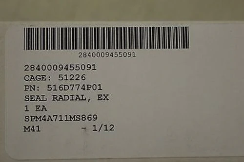 Radial Seal, NSN: 2840-00-945-5091, P/N: 516D774P01, New! - Image 2