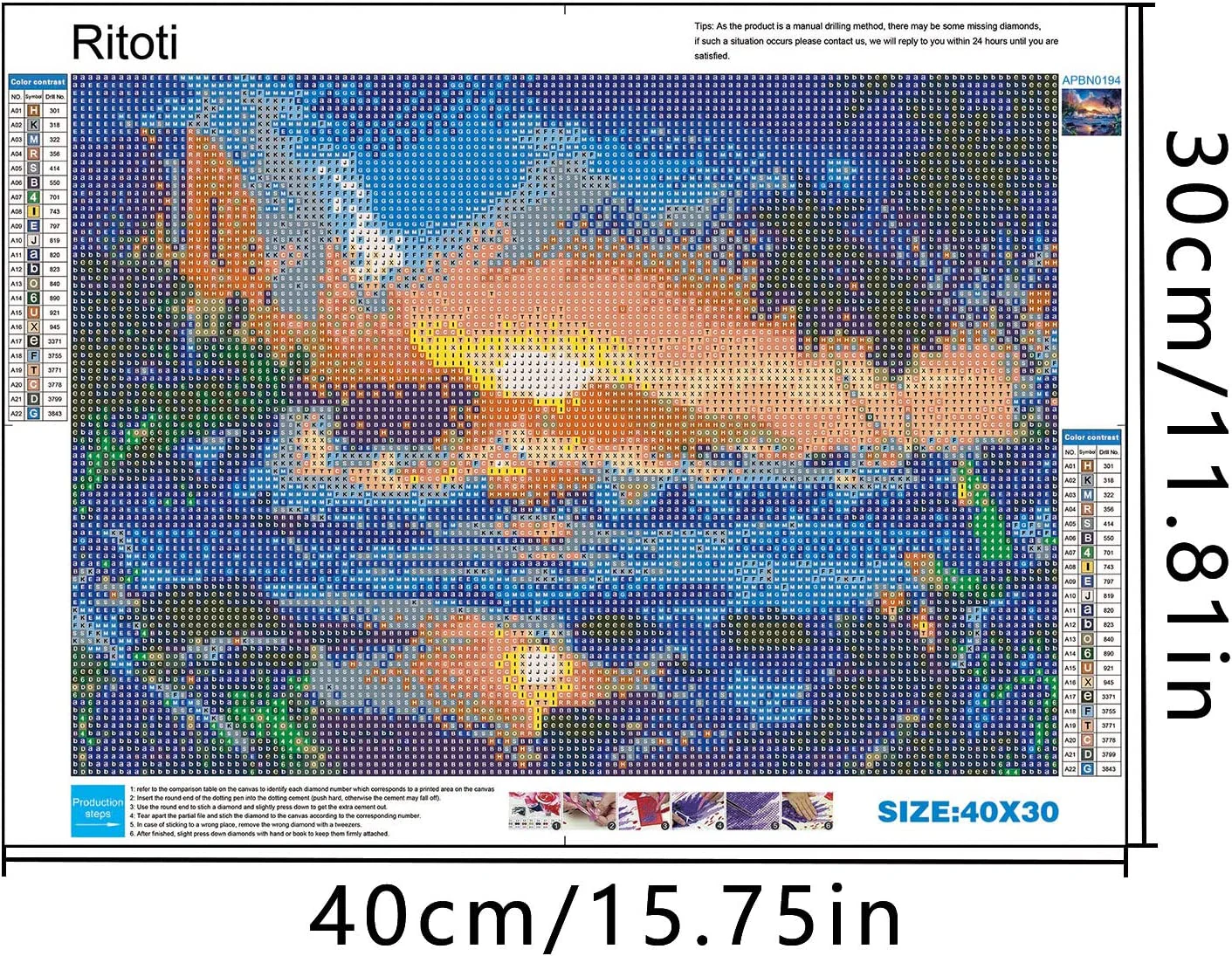 Ritoti DIY 5D Diamond Painting Kits - Sunset by The Sea - 11.81x15.75 Inch - New - Image 2