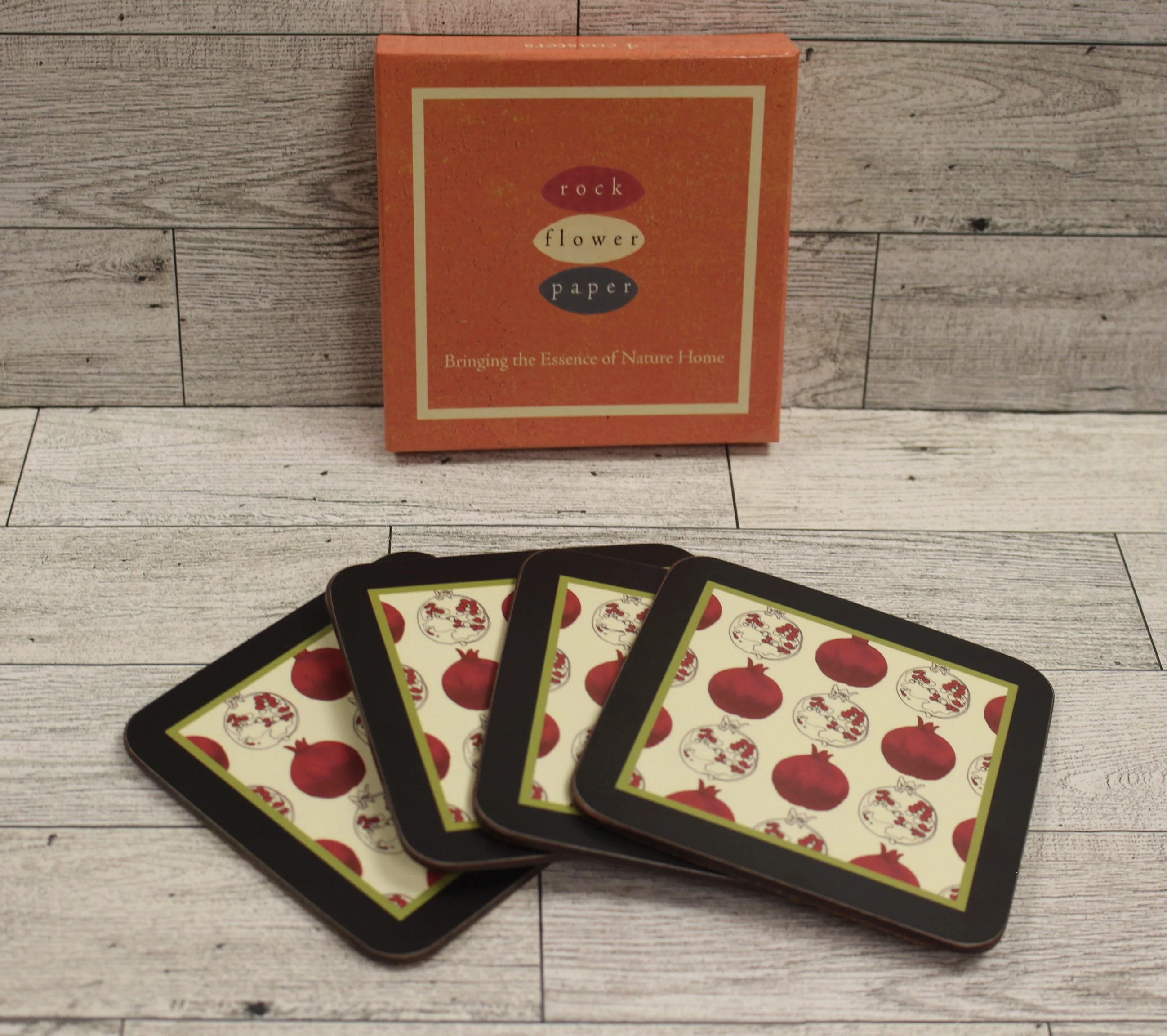 Rock Flower Paper Cork Coaster Set - 4" x 4" - New