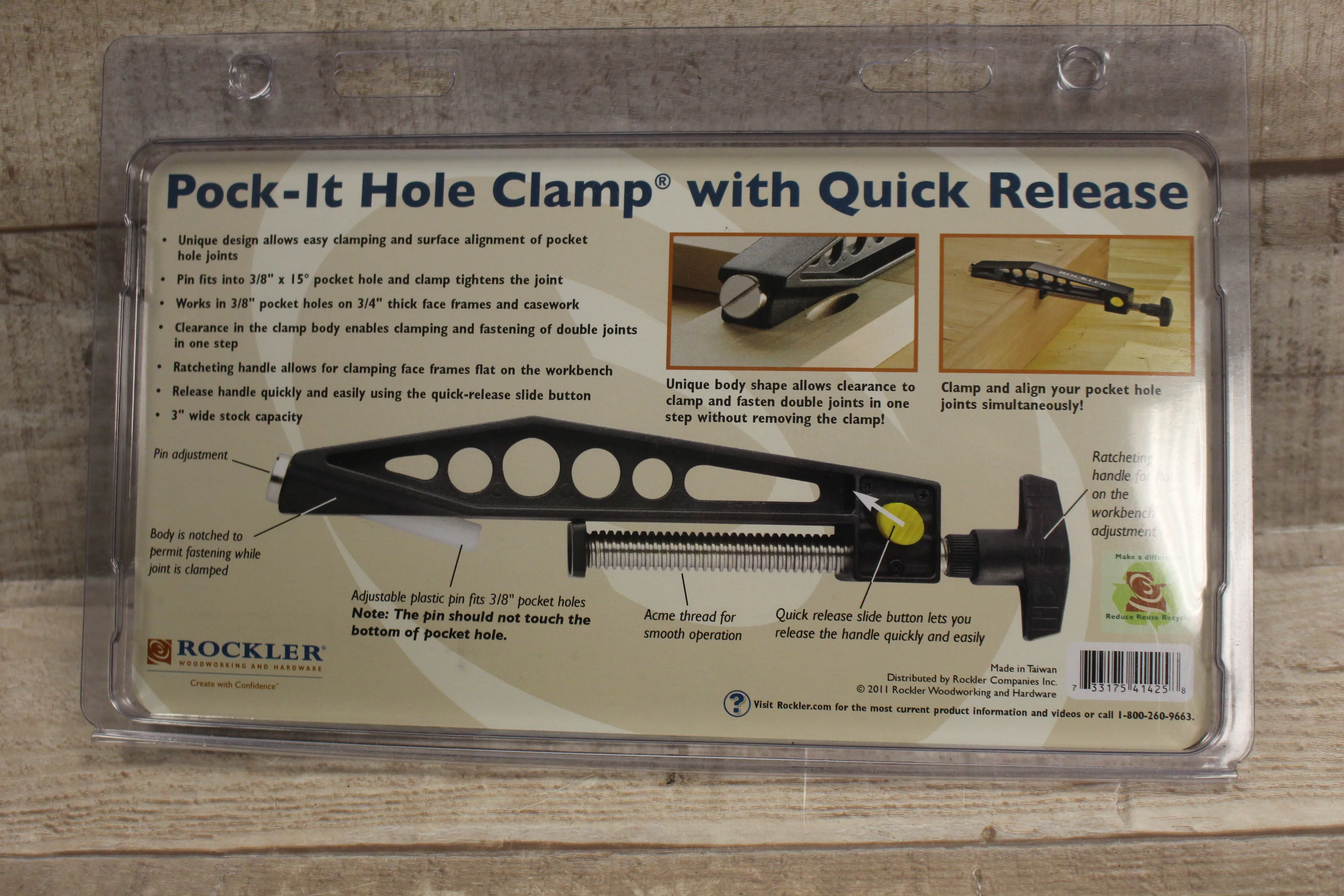 Rockler Pock-It Hole Clamp With Quick Release -New - Image 2