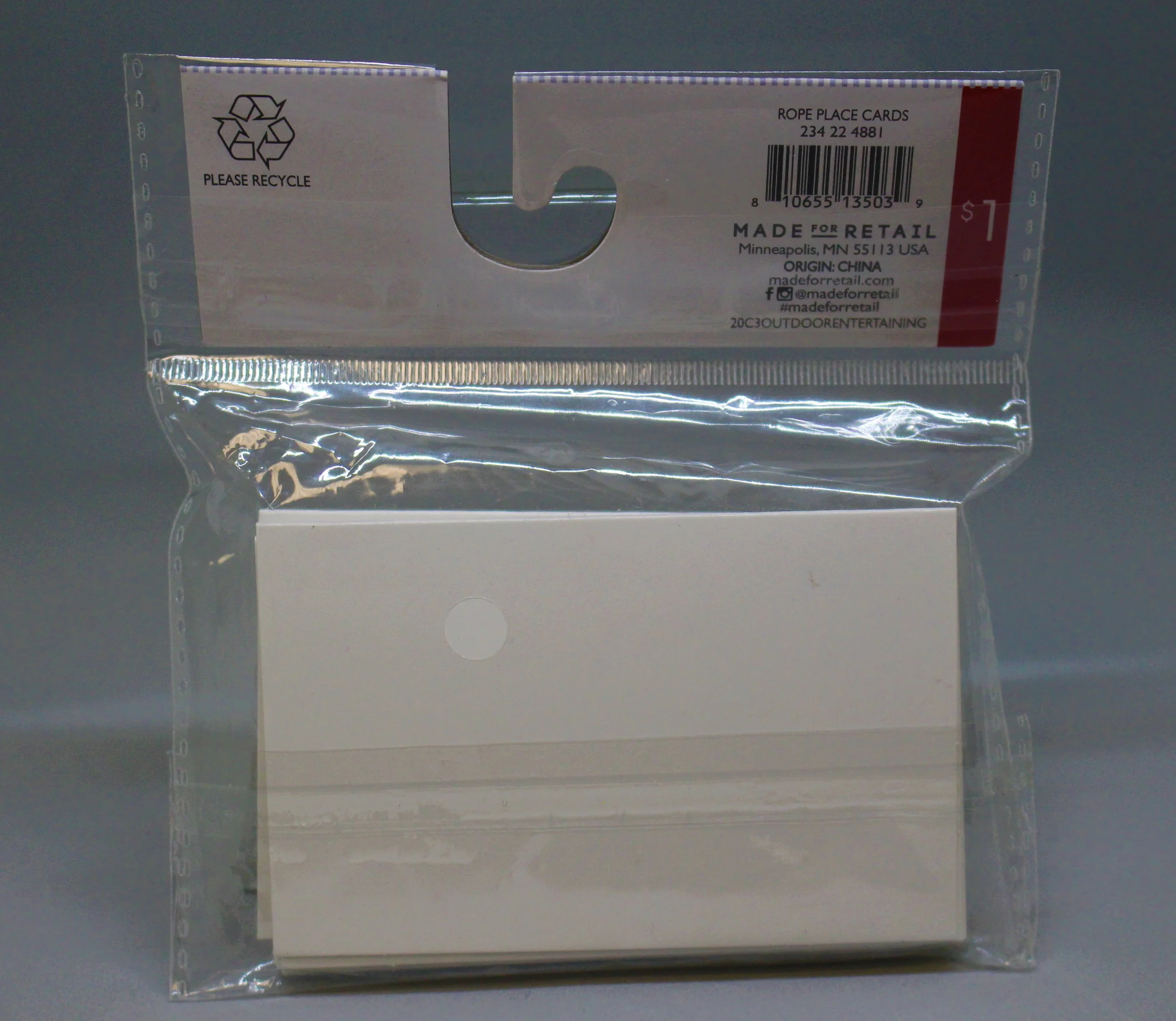 Rope Place Cards - 10 Count - New - Image 2