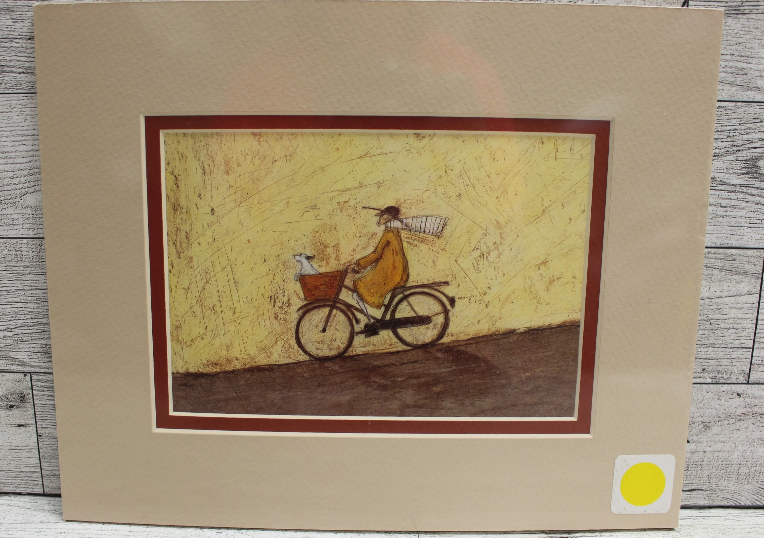Sam Toft Fine Art Wall Print - Hold On Doris - Bike Ride with Dog - Mat 8x10