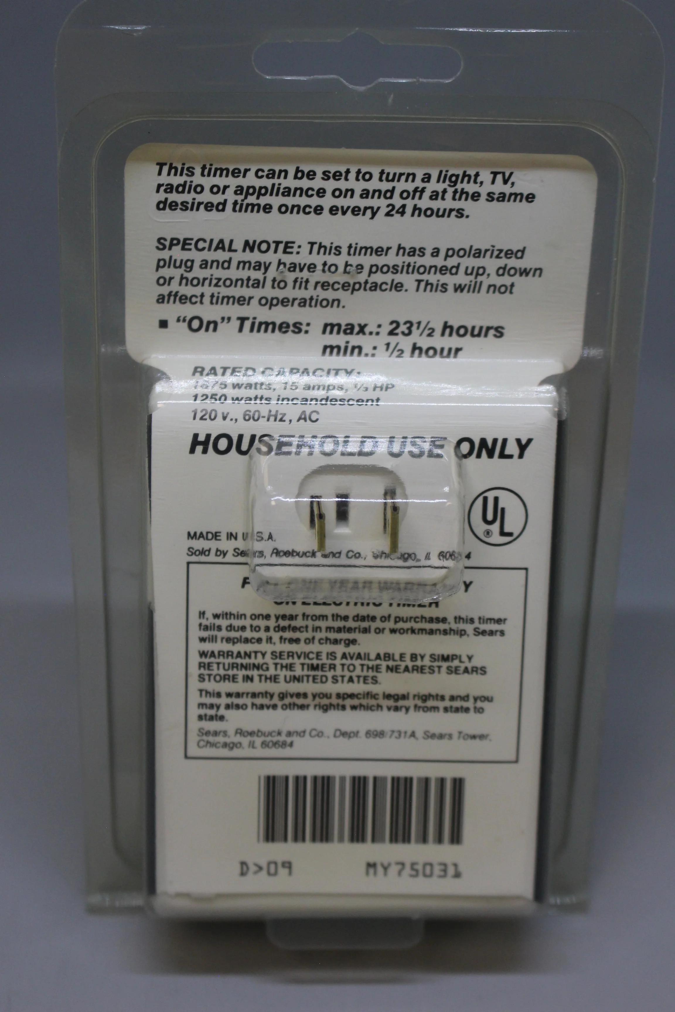 Sears Plug In Timer - Plug-In - 975031 - New - Image 2