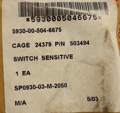 Sensitive Switch - PN: 503494, - NSN 5930-00-504-6675 - New - Image 6