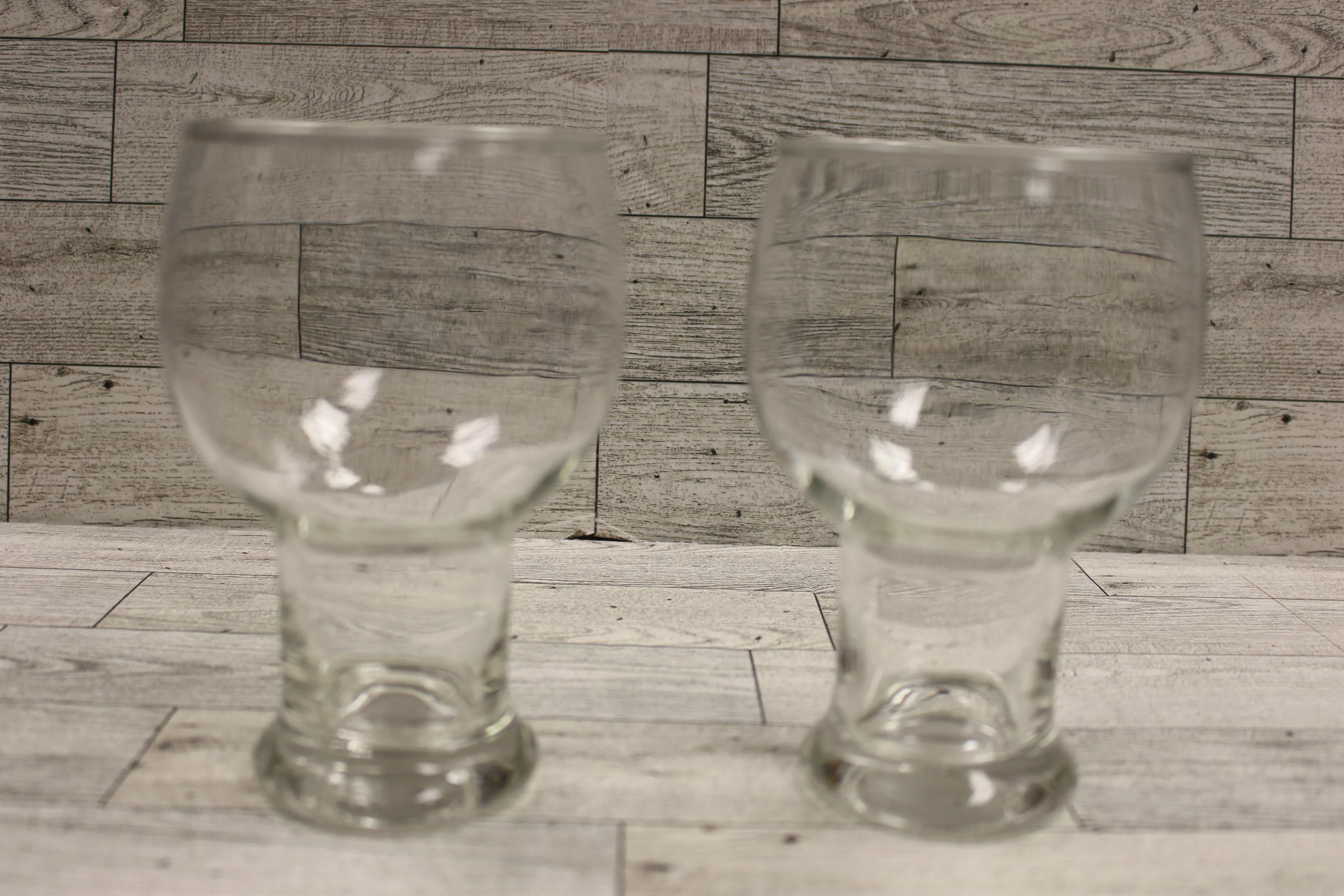 Set of 2 Vintage Federal Glass 5.5" Clear Hollow Stem 16 0z. Glass - Used