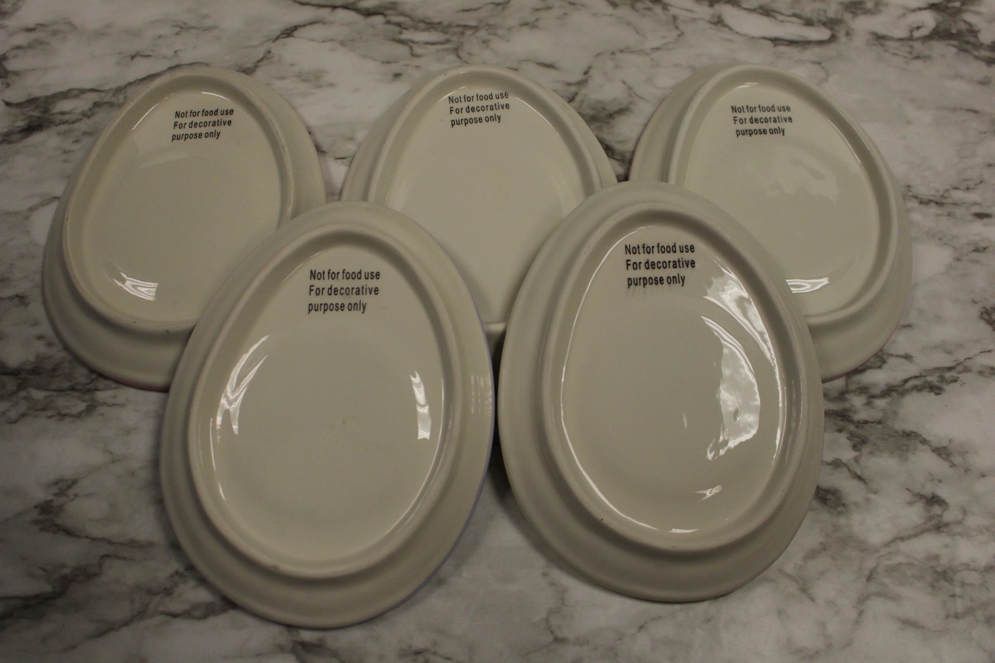 Set Of 5 Easter Decoration Dish Plate Egg Shaped -Multicolor -Used - Image 2