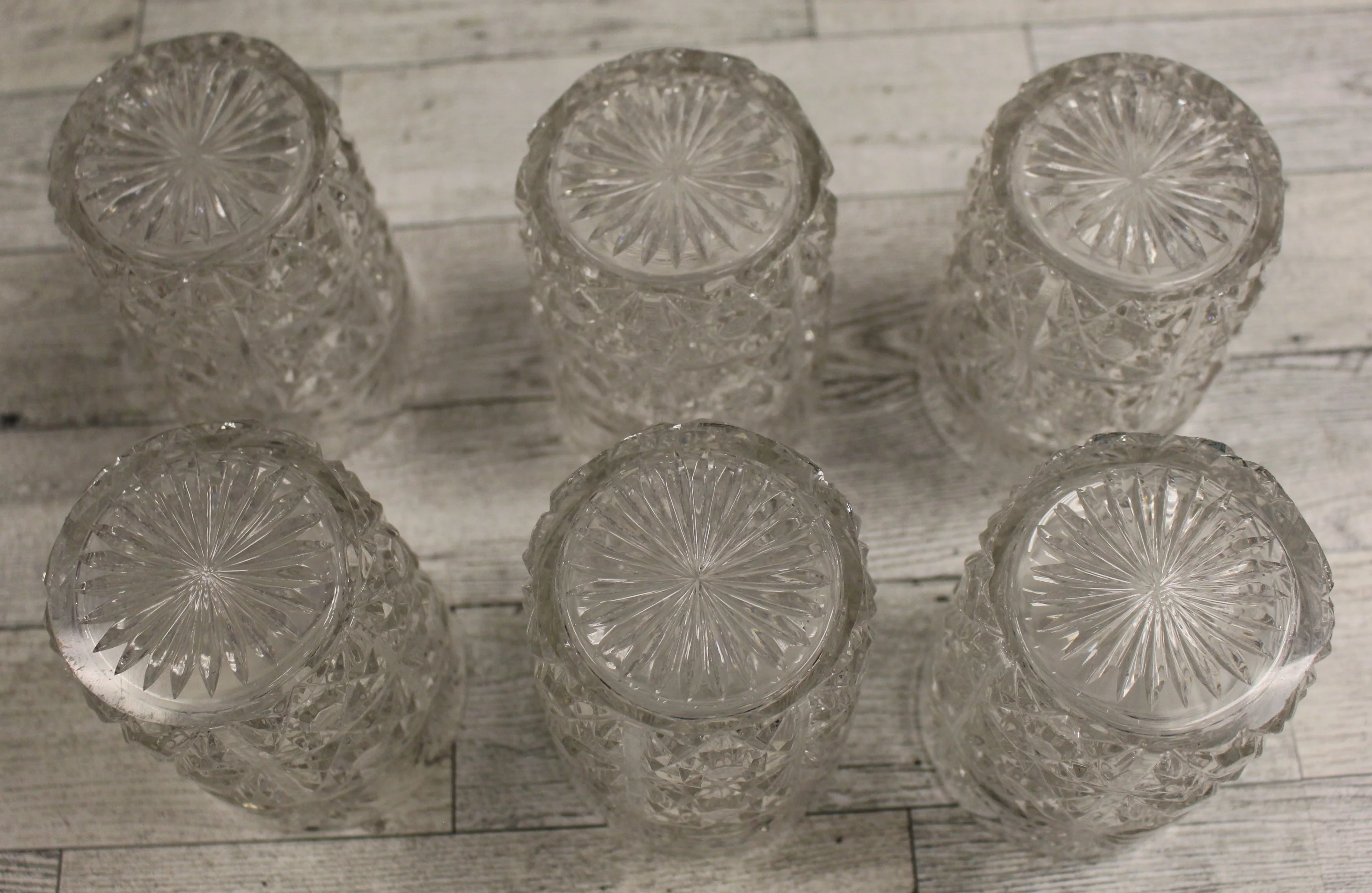 Set of 6 Crystal Starburst Old Fashion Glasses Cups - Clear - Used - Image 3